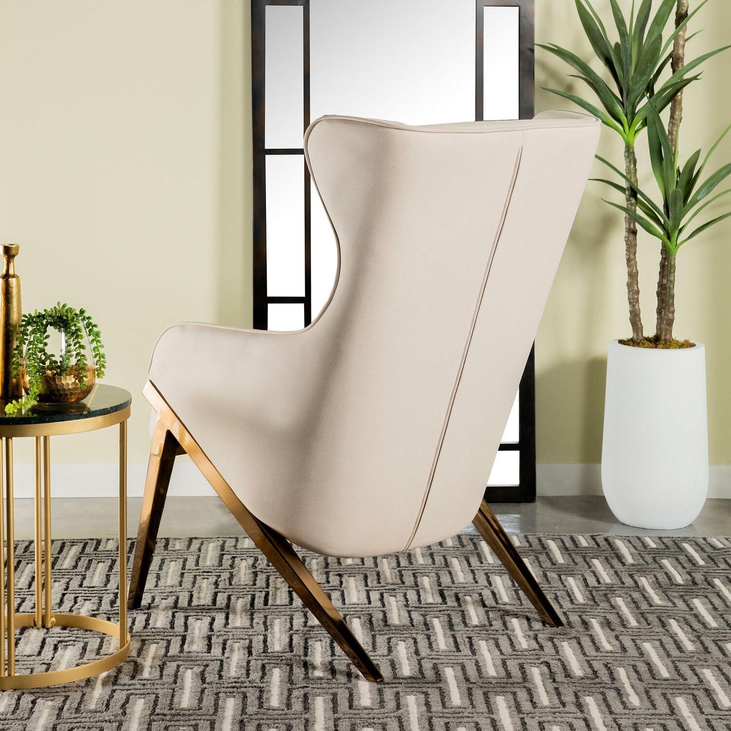 Coaster Walker Modern Fabric Upholstered Accent Chair with Metal Leg in Cream