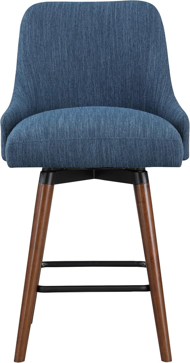 Bagford 26" Swivel Counter Stool with Medium Espresso Legs in Navy Fabric