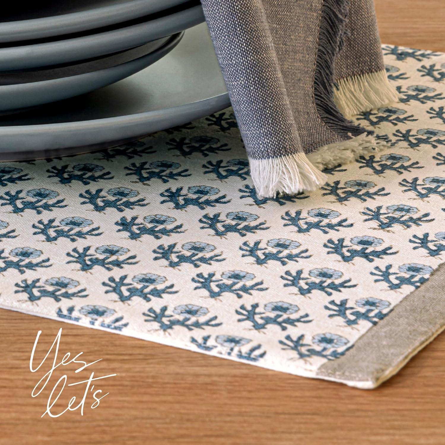 over&back Set of 4 Hand-Blocked Placemats - 100% Cotton - Machine Washable - Kitchen and Home Décor