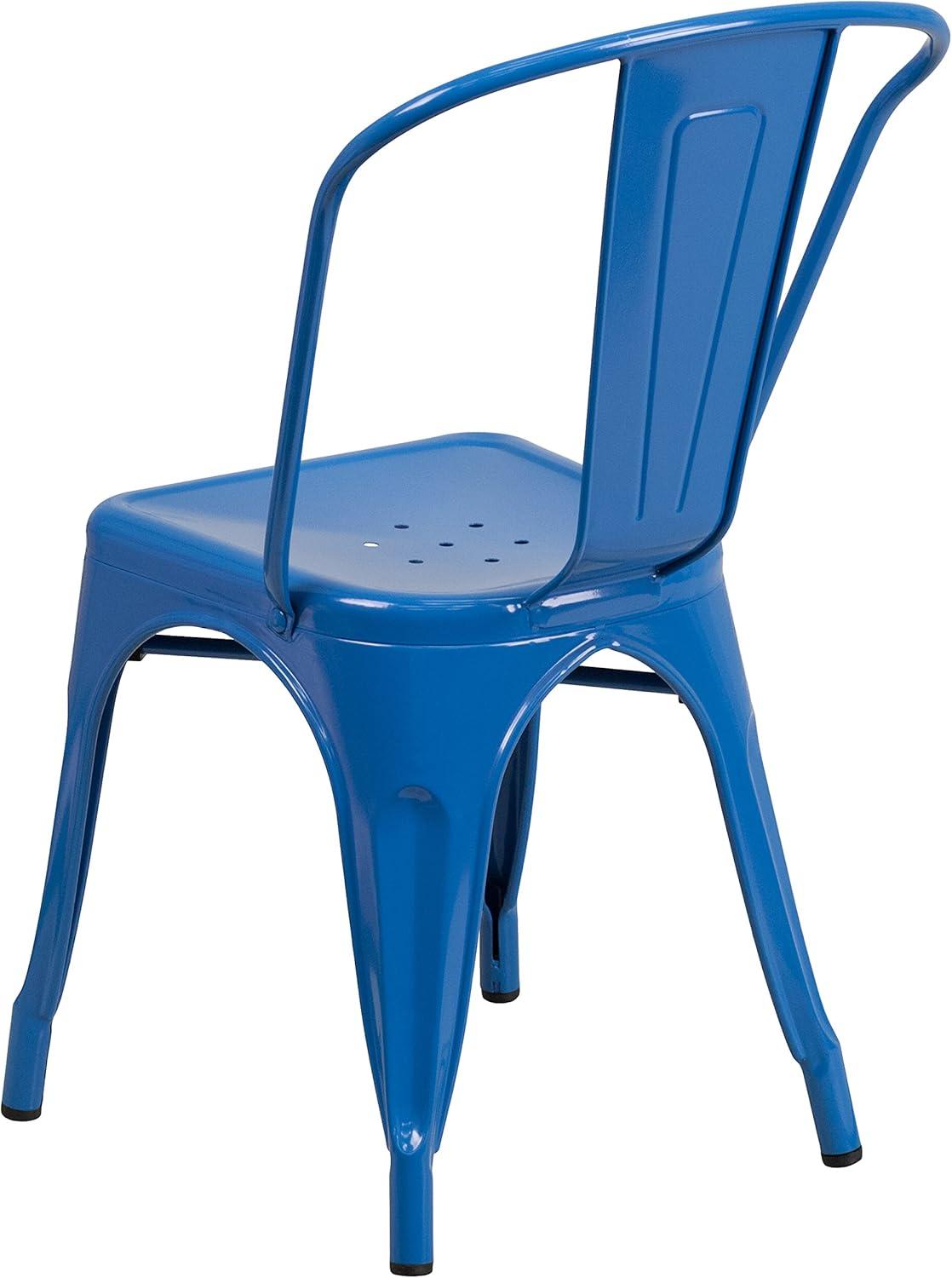 Flash Furniture Commercial Grade 31.5" Square Yellow Metal Indoor-Outdoor Table Set with 4 Stack Chairs