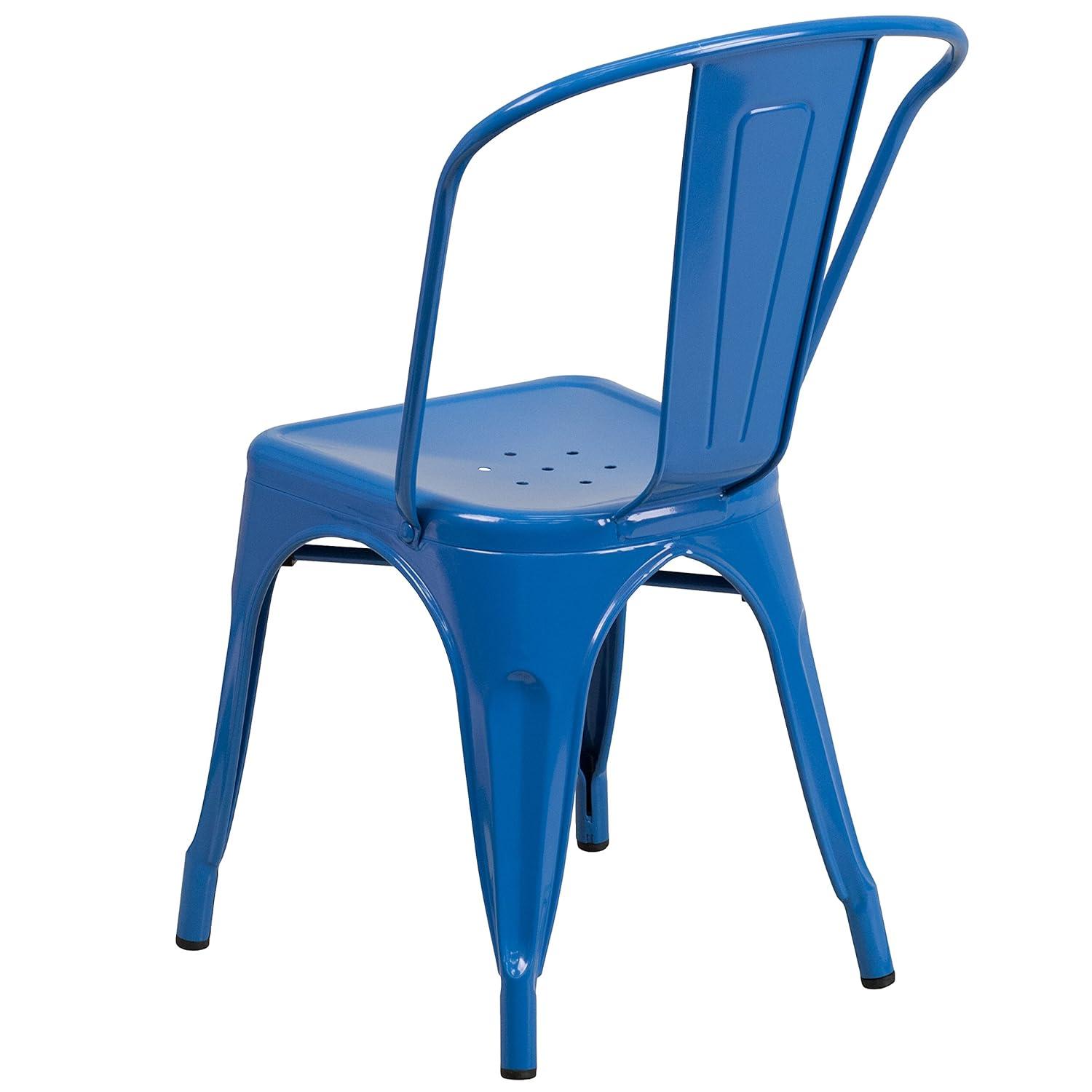 Flash Furniture Commercial Grade 31.5" Square Yellow Metal Indoor-Outdoor Table Set with 4 Stack Chairs