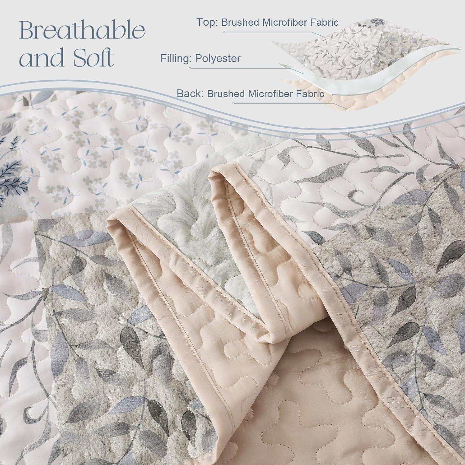 Bohemian Quilt Set Patchwork-lightgrey - 3 Piece - Queen