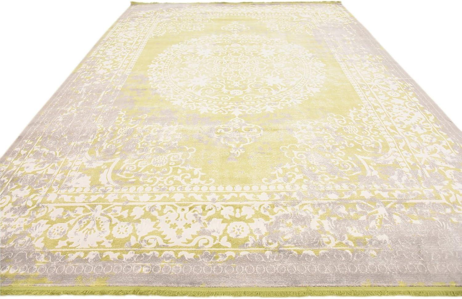 Unique Loom New Classical Collection Area Rug - Olwen (9'x 12' Rectangle, Light Green/ Gray)