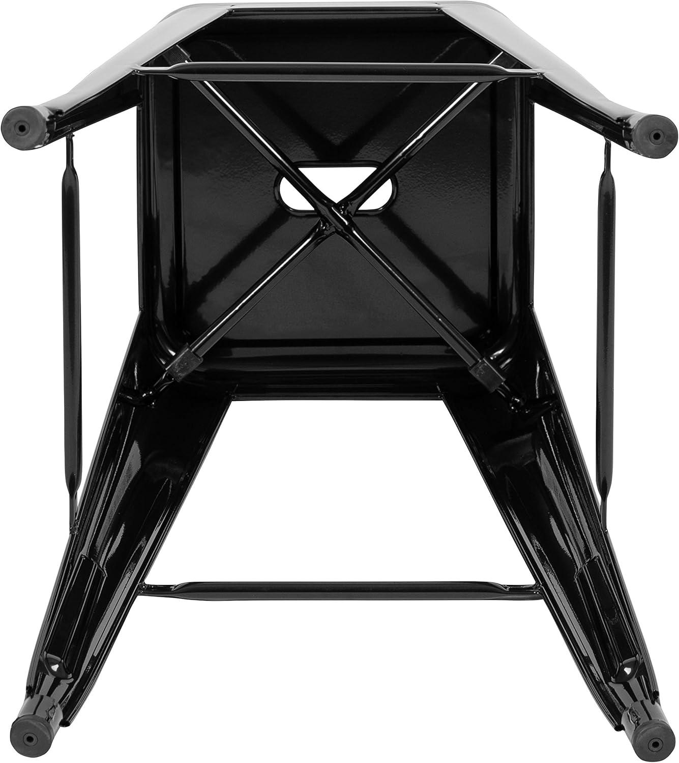 Emma and Oliver 4 Pack 30" High Metal Indoor Bar Stool - Stackable Stool, Teal
