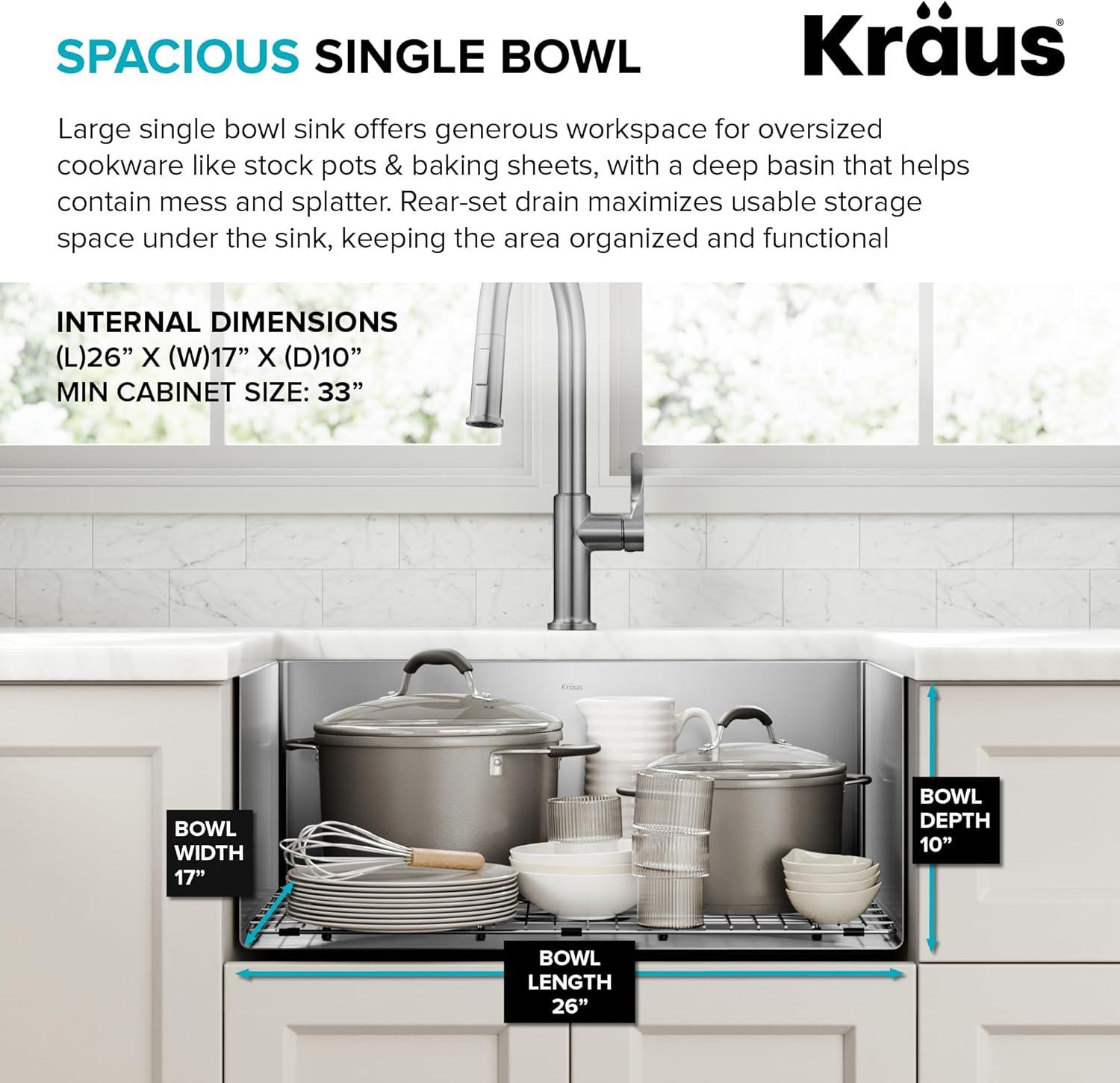 KRAUS Standart PRO™ Undermount 16 Gauge Stainless Steel Kitchen Sink