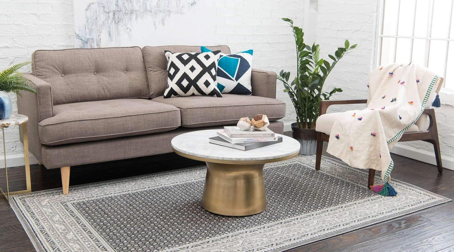 Unique Loom Williamsburg Collection Area Rug - Allover (7' 10" x 10' Rectangle Gray/Black)