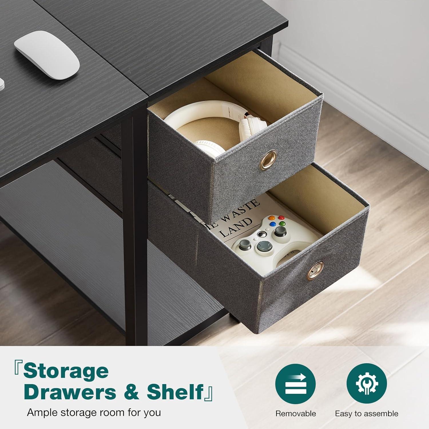 40-Inch Compact Computer Desk with Ample Storage Drawers - Modern Simple Style Writing Study PC Work Table for Home Bedroom Small Spaces - Ergonomic Design, Sturdy Construction, and Spacious Workspace