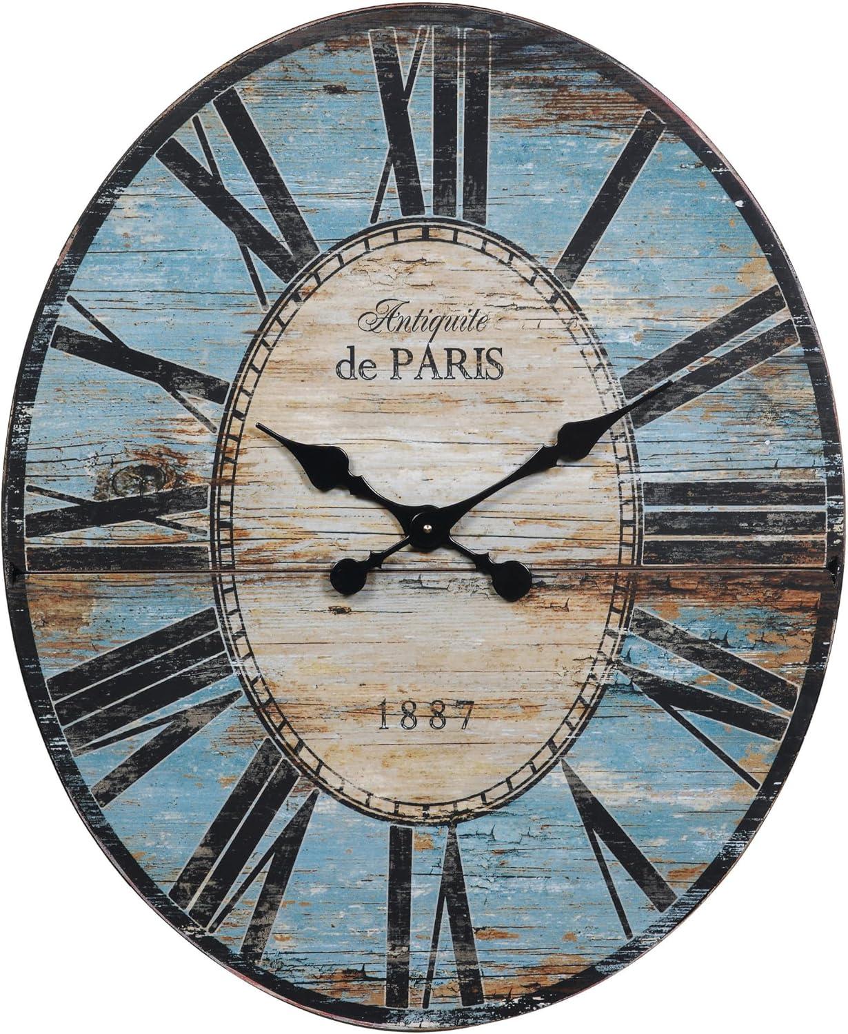 Woven Paths 29" Oval Turquoise Wood Wall Clock