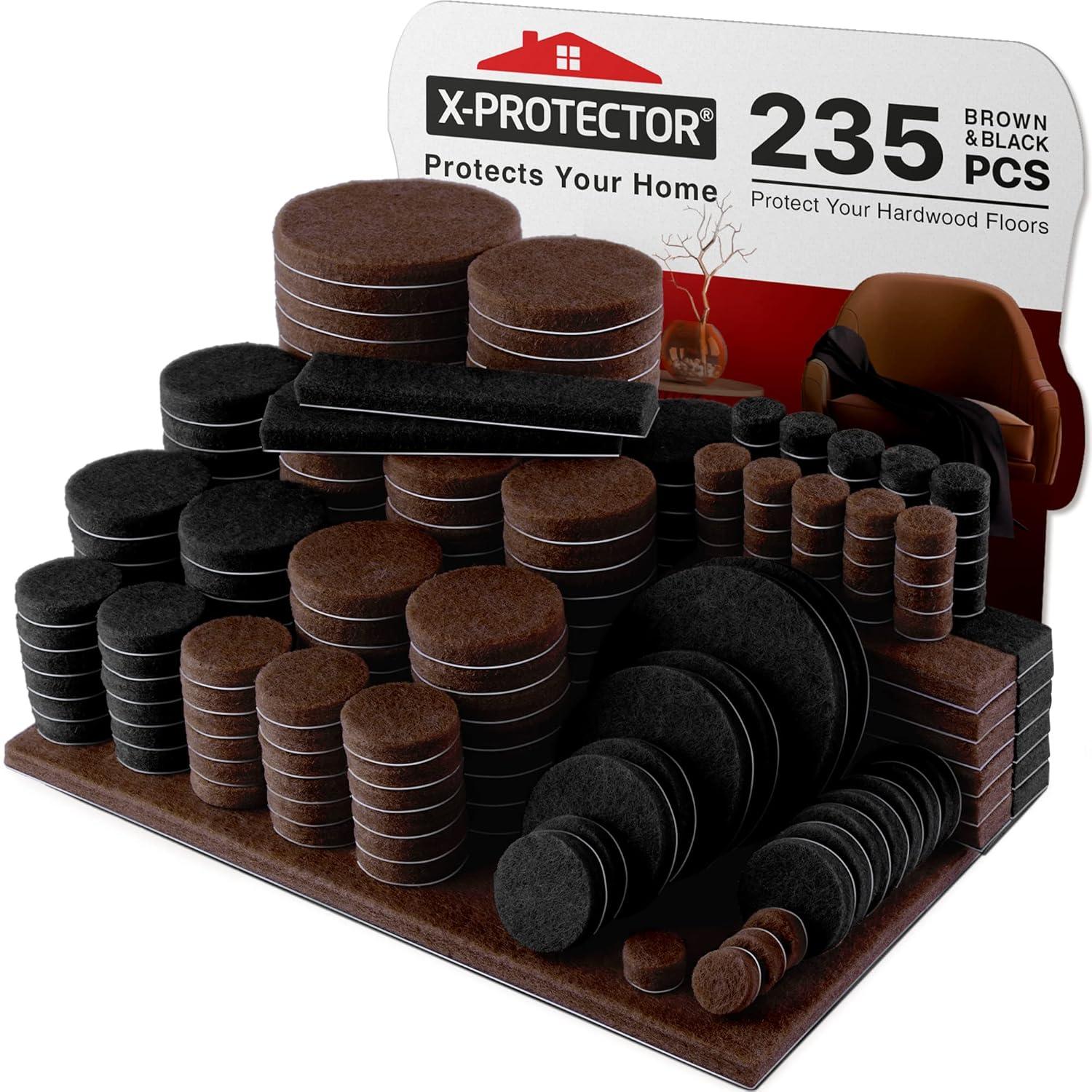 235-Piece Brown and Black Felt Furniture Pads Set