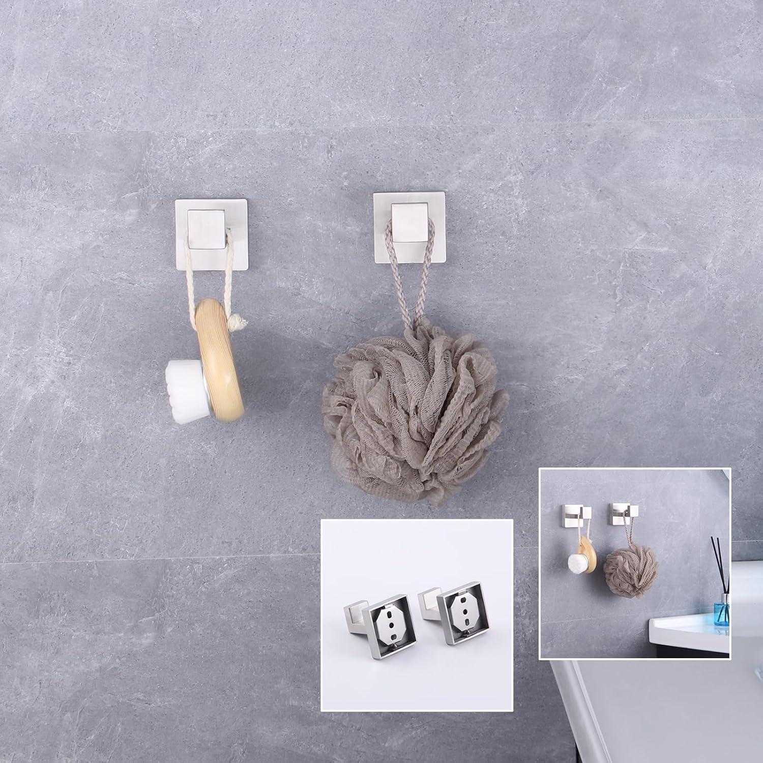 GERZWY Brushed Stainless Steel Towel Hook Robe Hook Coat Hook Heavy Duty Wall Mounted Luxury Hooks for Bathroom Hotel 2 Pack FG1607-2LS