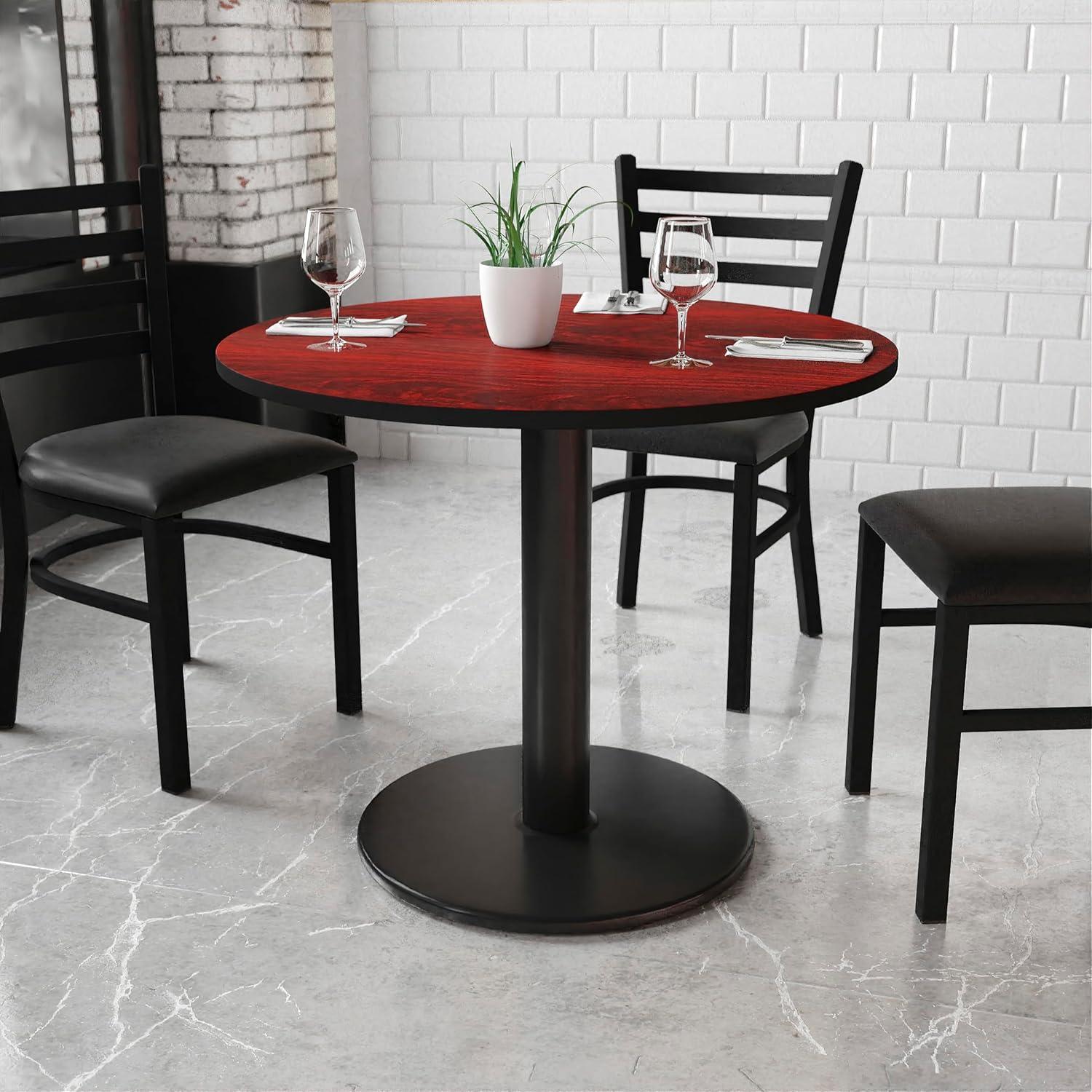 Flash Furniture 36'' Round Black Laminate Table Top with 24'' Round Table Height Base