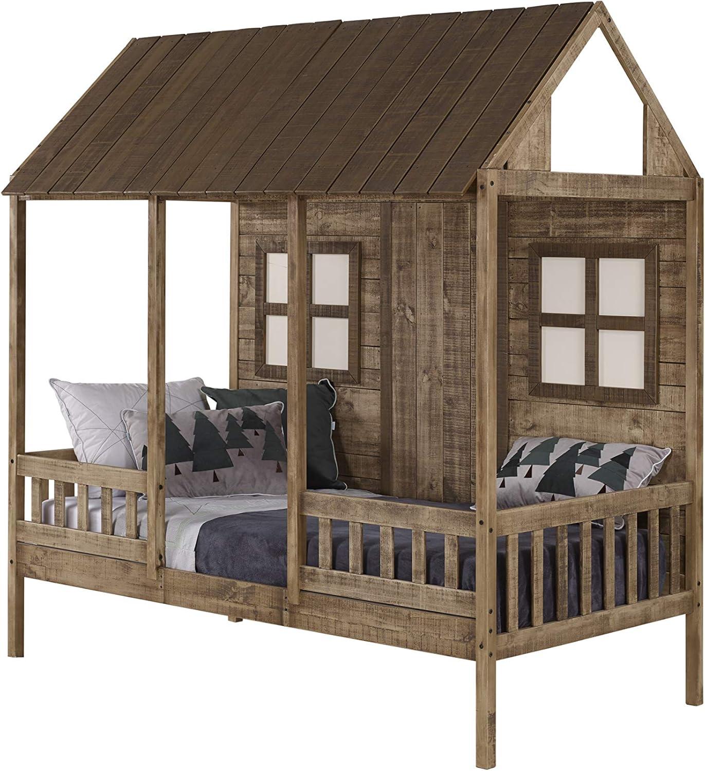 Donco Kids PD-1899TRD Twin Front Porch Low Loft, Rustic Driftwood