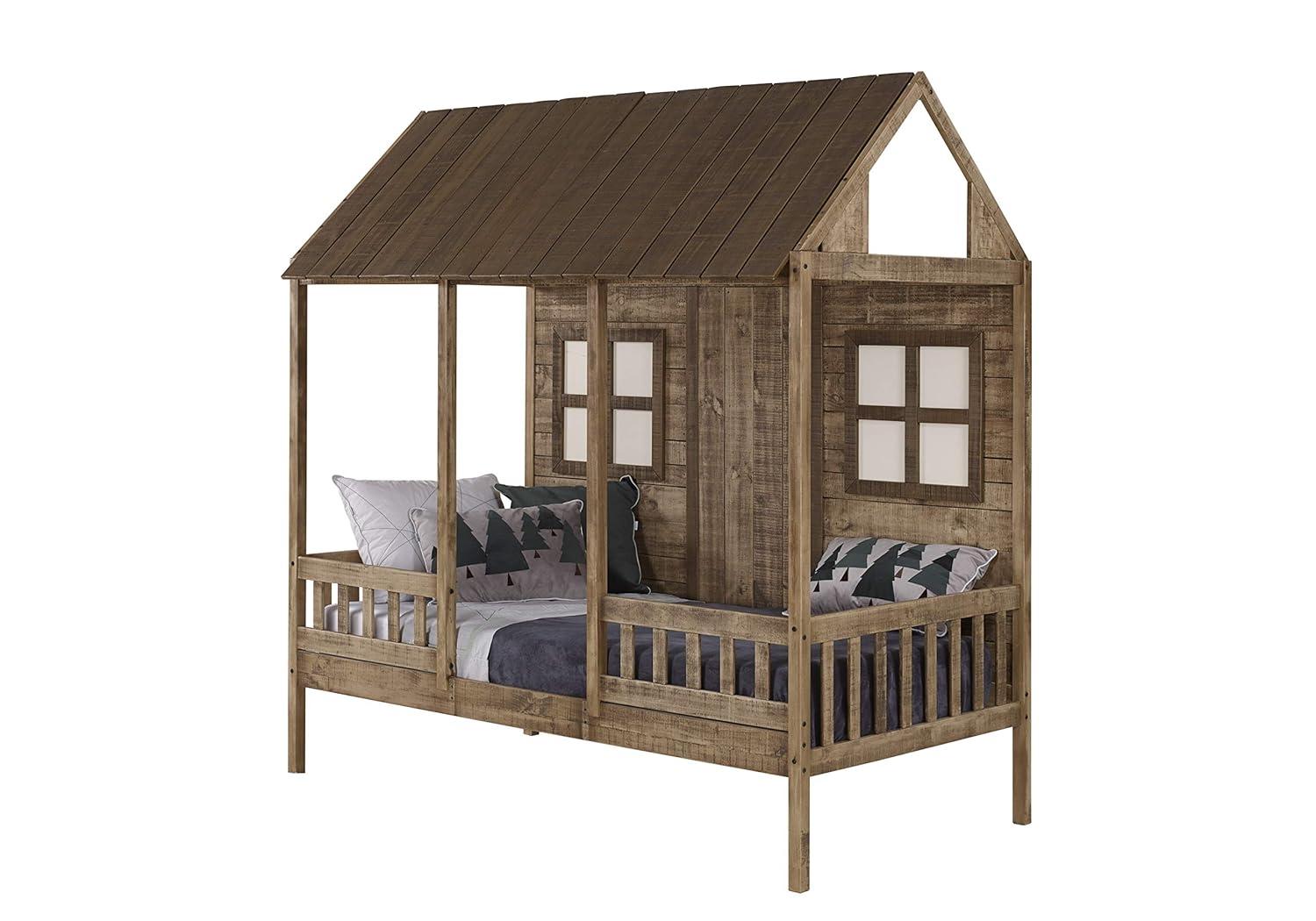 Donco Kids PD-1899TRD Twin Front Porch Low Loft, Rustic Driftwood
