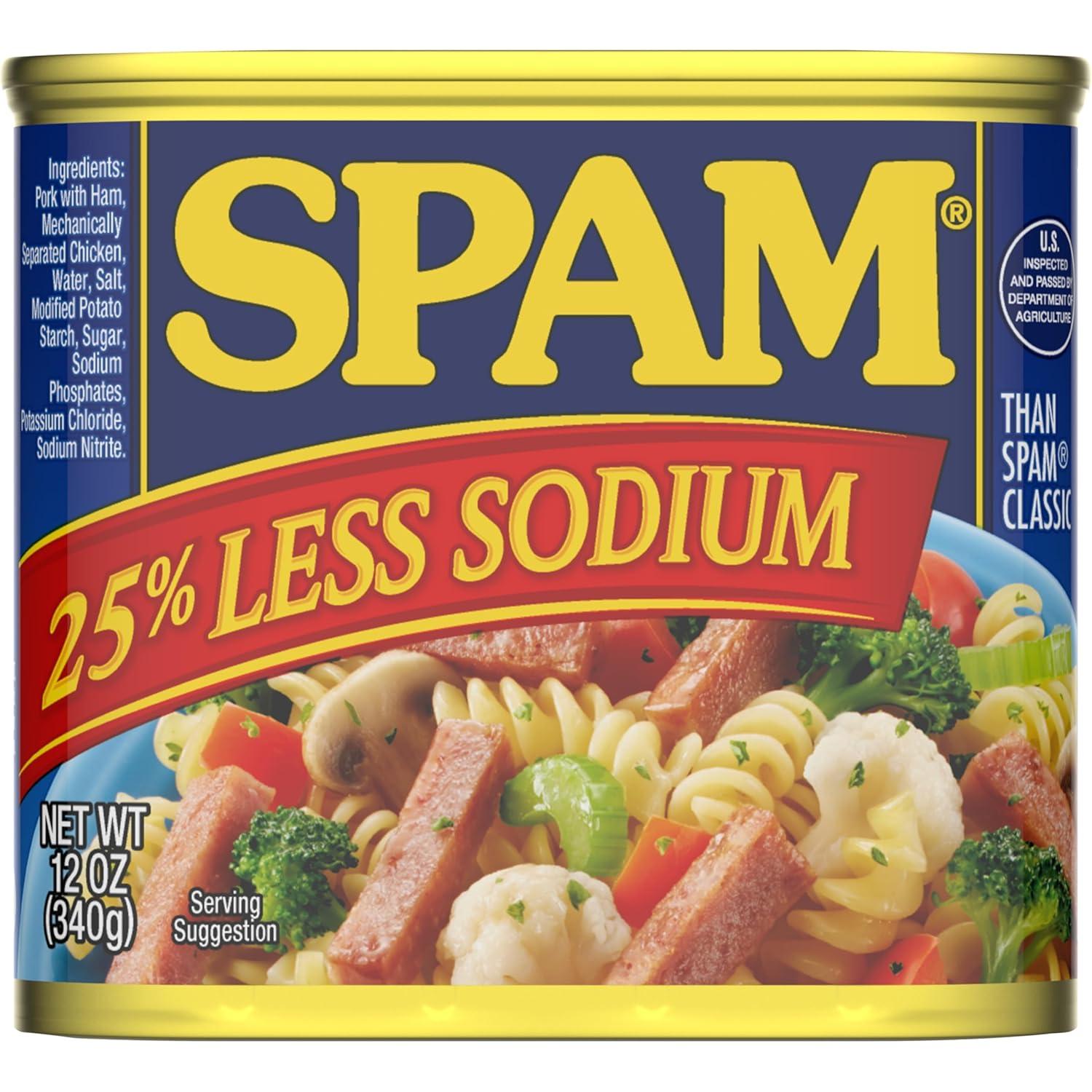 SPAM Less Sodium 12 Oz Canned Meat Pack