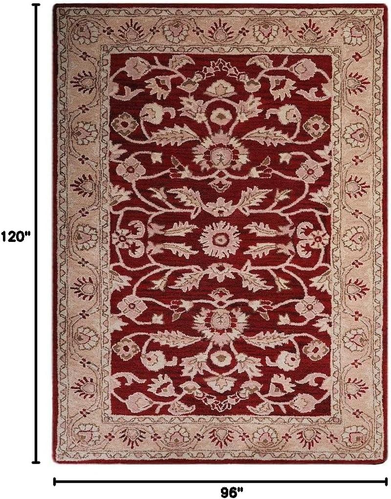 RUGSOTIC CARPETS HAND TUFTED WOOL ECO-FRIENDLY AREA RUGS - 8'x10', Rectangle, Red Gold, Modern Contemporary Design, High Pile Thick Handmade Anti Skid Area Rugs for Living Room, Bed Room (K00531)