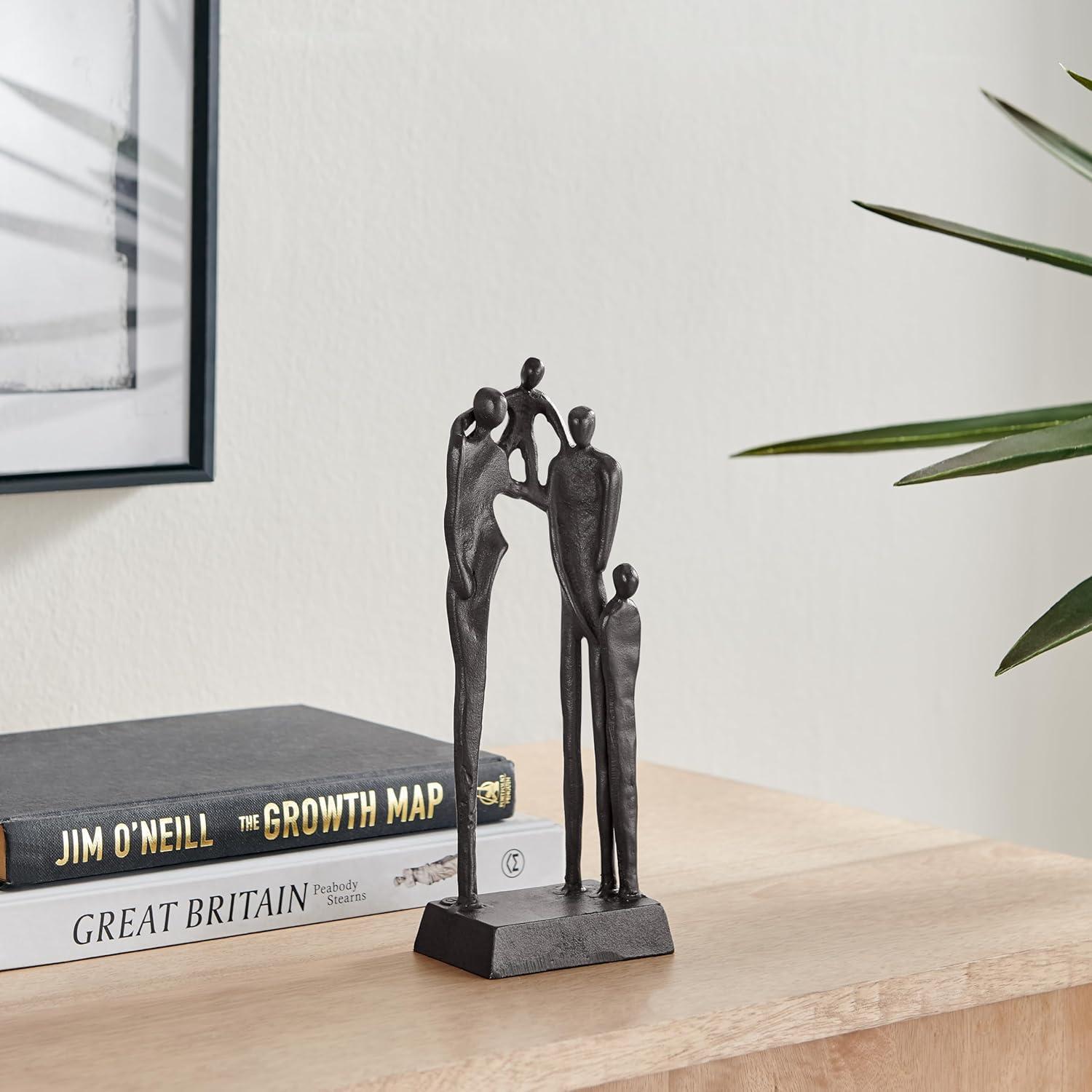 Danya B Brown Cast Iron Abstract Family of Four Together Sculpture - Tabletop Figurine For Desks, Accent Tables, or Shelves