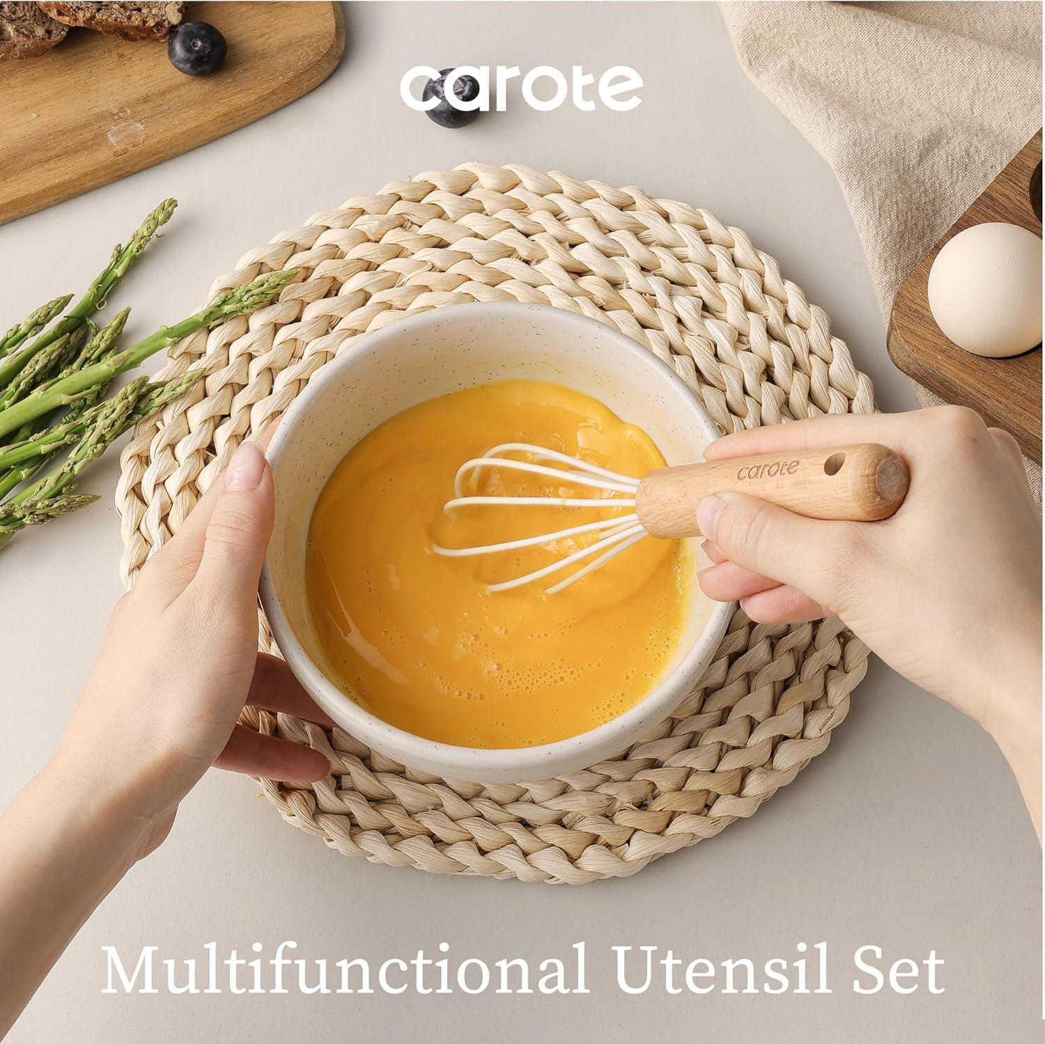 Carote 17-Piece Silicone and Wood Cooking Utensil Set, Heat-Resistant, Safe for Nonstick Cookware