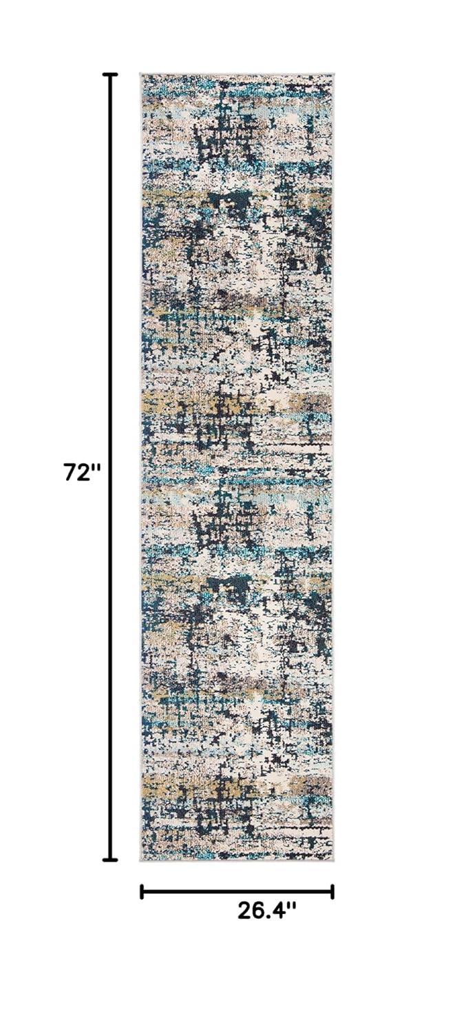 Madison MAD469 Power Loomed Indoor Runner Rug - Cream/Blue - 2'2"x6' - Safavieh