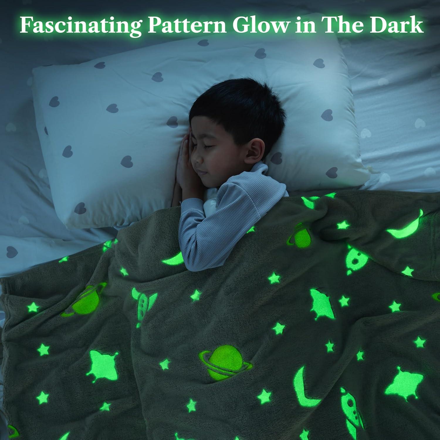 PAVILIA Glow in the Dark Blanket for Girls Boys, Soft Gift Toy Throw for Birthday Christmas Kids Room Decor