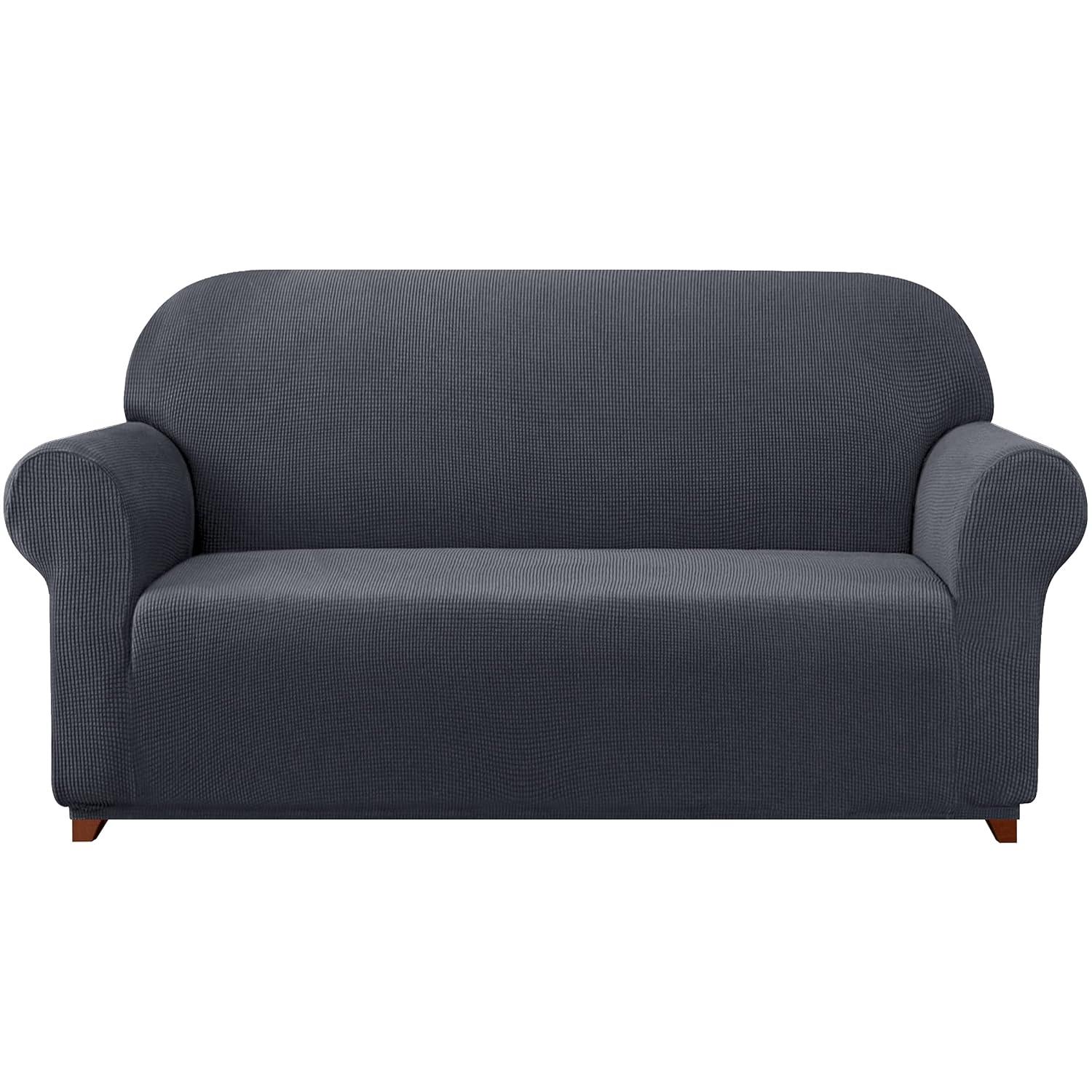 Subrtex 1-Piece Stretch Sofa Slipcover Non Slip Couch Cover (Sofa, Gray) Large/3-Seater: 72-92 inches wide