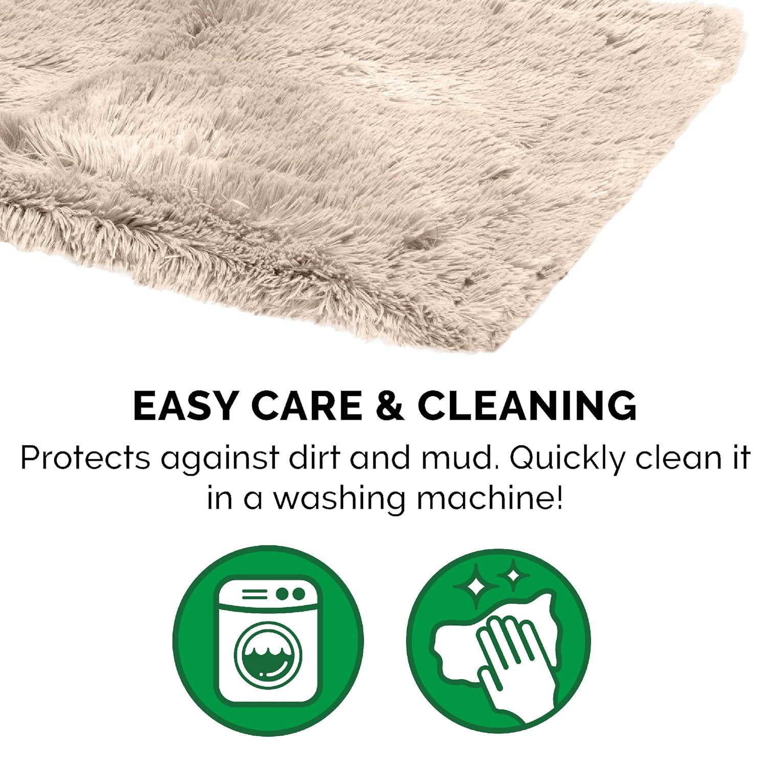 FurHaven Pet Products Long Faux Fur & Velvet Water-Repellent Pet Blanket for Dogs & Cats - Taupe, Medium