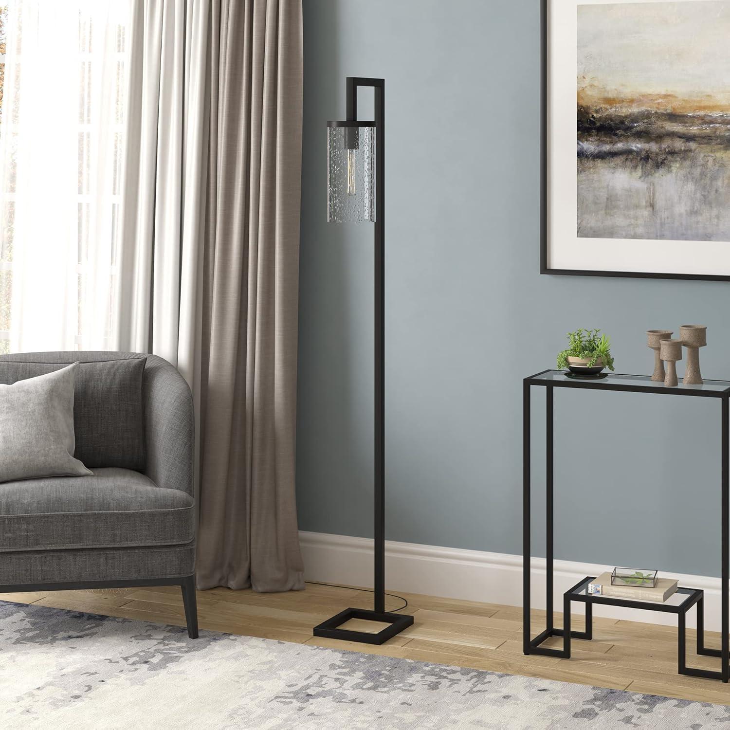 Evelyn&Zoe Modern Metal Floor Lamp with Clear Glass Shade