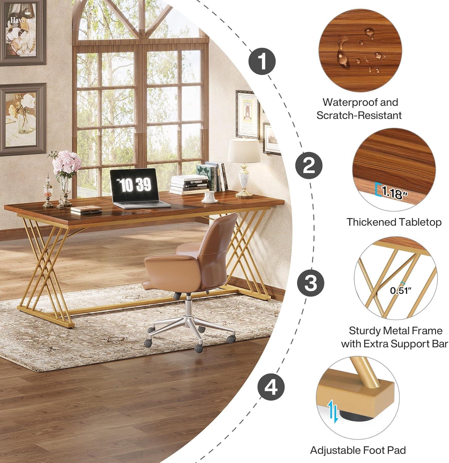 Tribesigns 63" Computer Desk, Modern Wood Home Office Desk, Computer Table Executive Desk, Study Writing Table Workstation for Living Room Bedroom Office