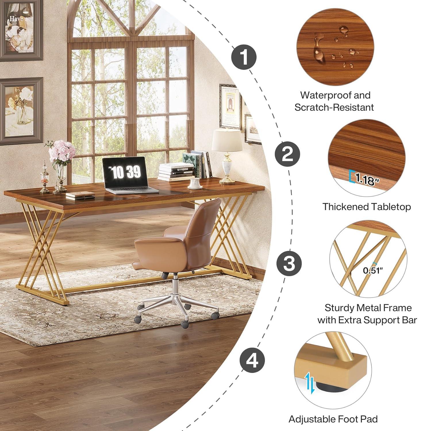 Tribesigns 63" Computer Desk, Modern Wood Home Office Desk, Computer Table Executive Desk, Study Writing Table Workstation for Living Room Bedroom Office