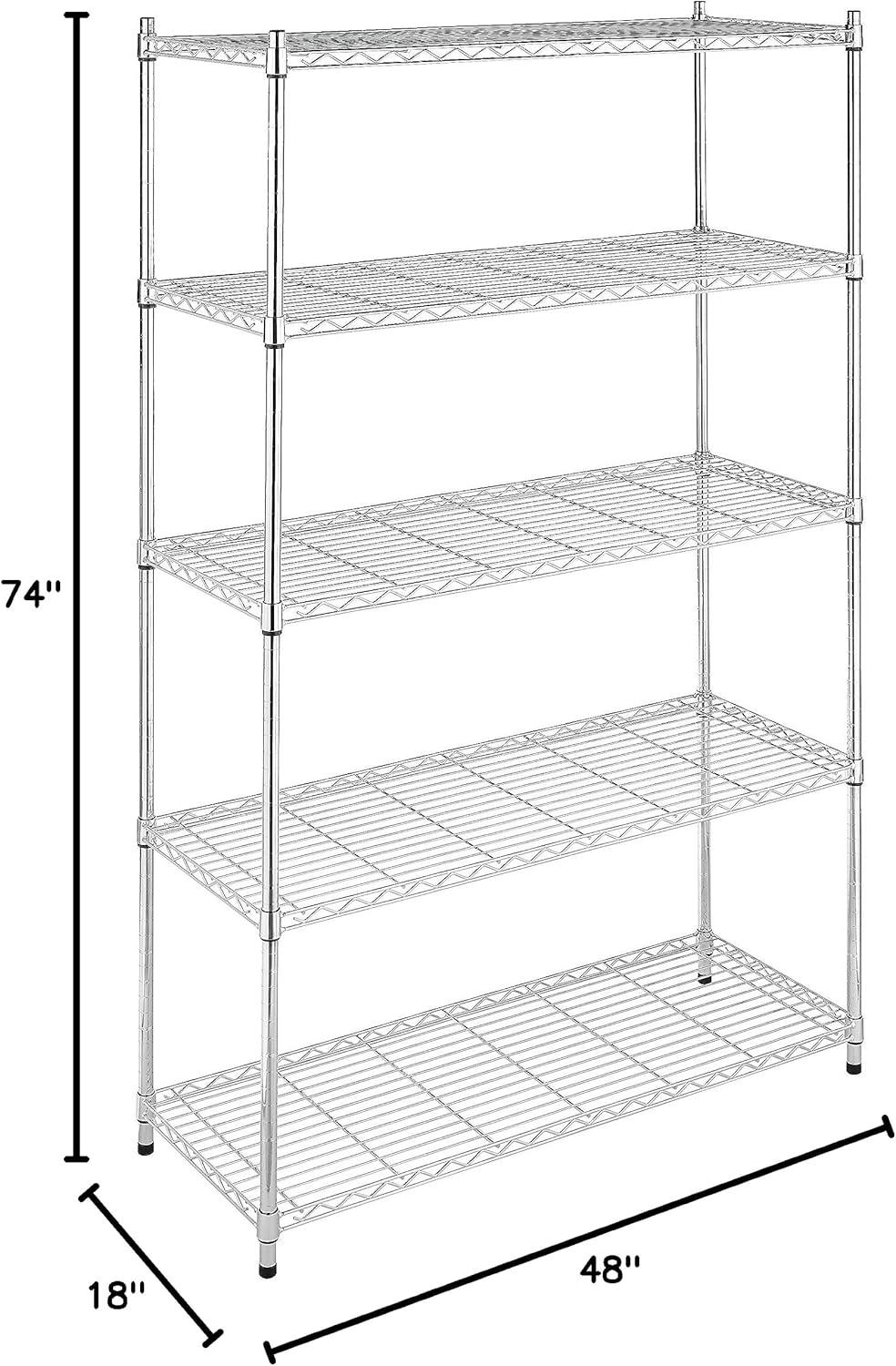 Whitmor Supreme 5 Tier Shelving Unit Chrome Silver