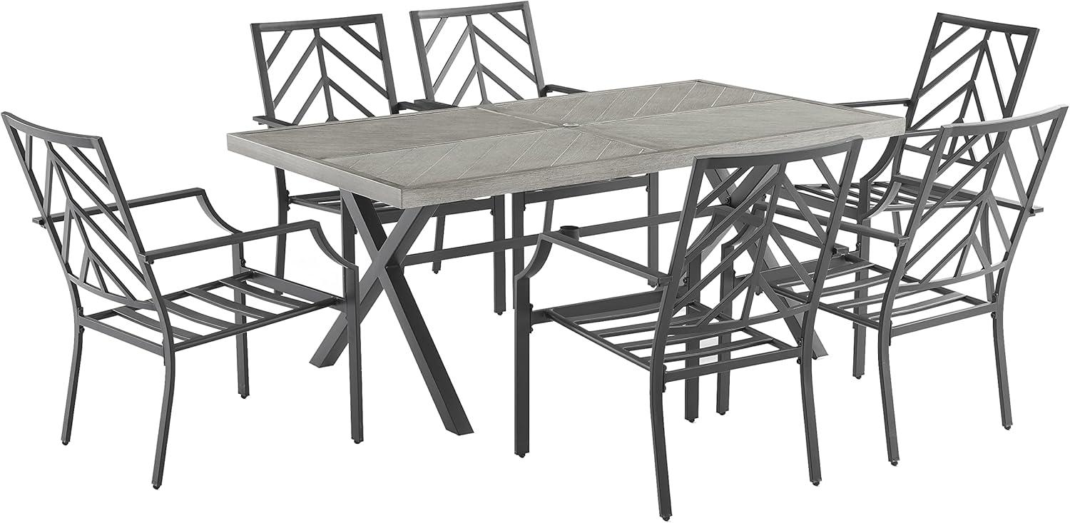 Crosley Furniture Otto 7-Piece Modern Metal Outdoor Dining Set in Gray/Black