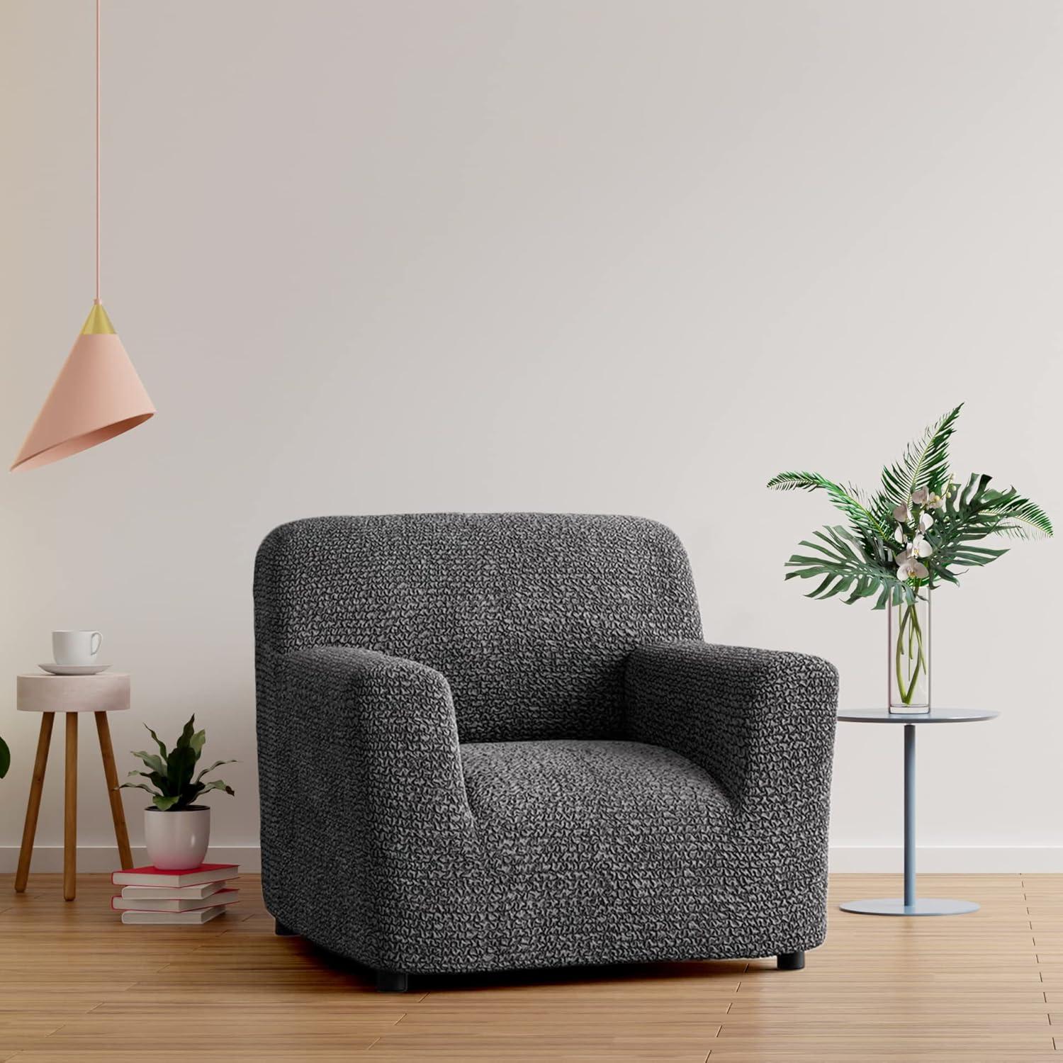 Modern Dark Grey Stretch Fabric Armchair Slipcover - Easy Fit & Stylish