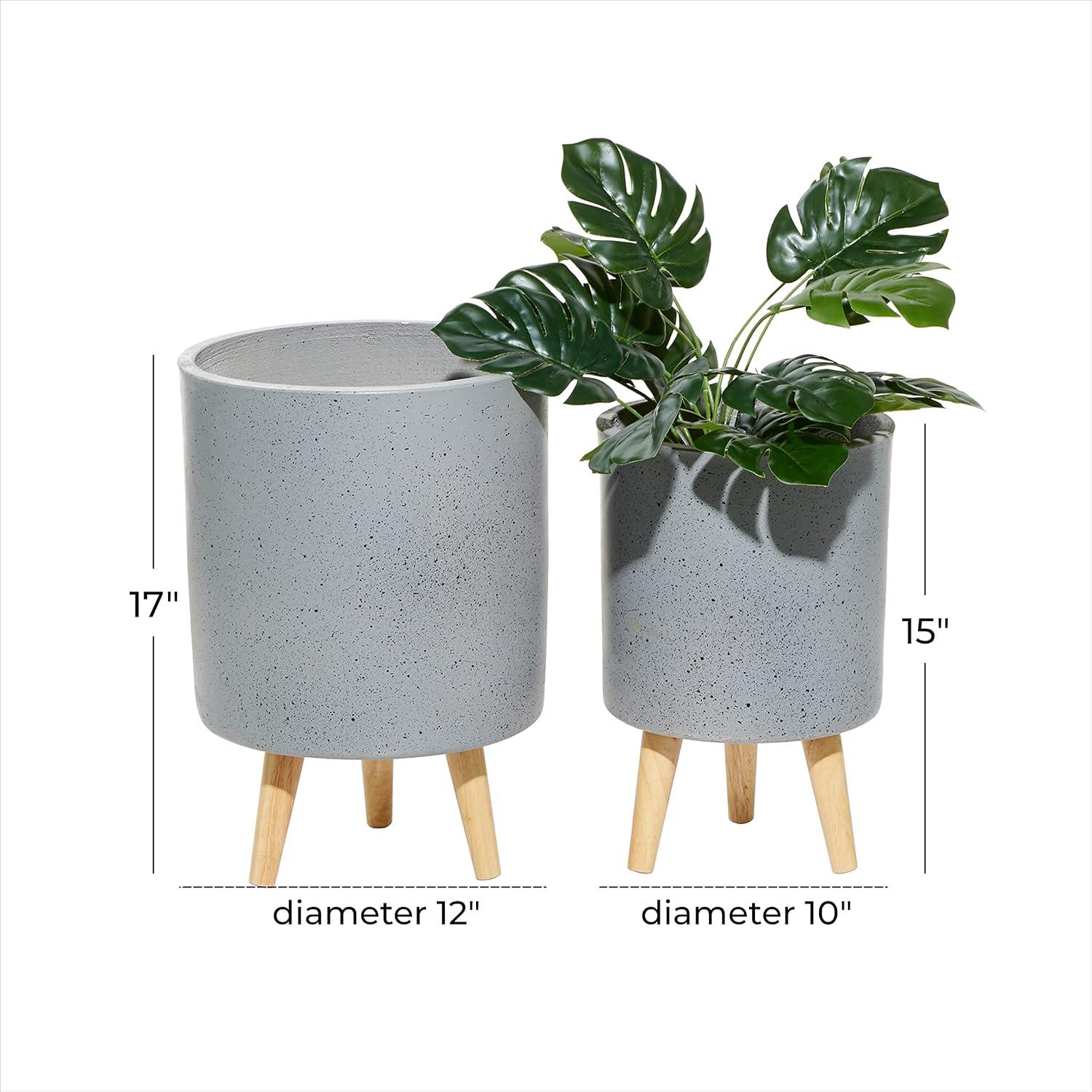 DecMode 12 In. Planter, MGO, Light Grey, 2 - Pieces