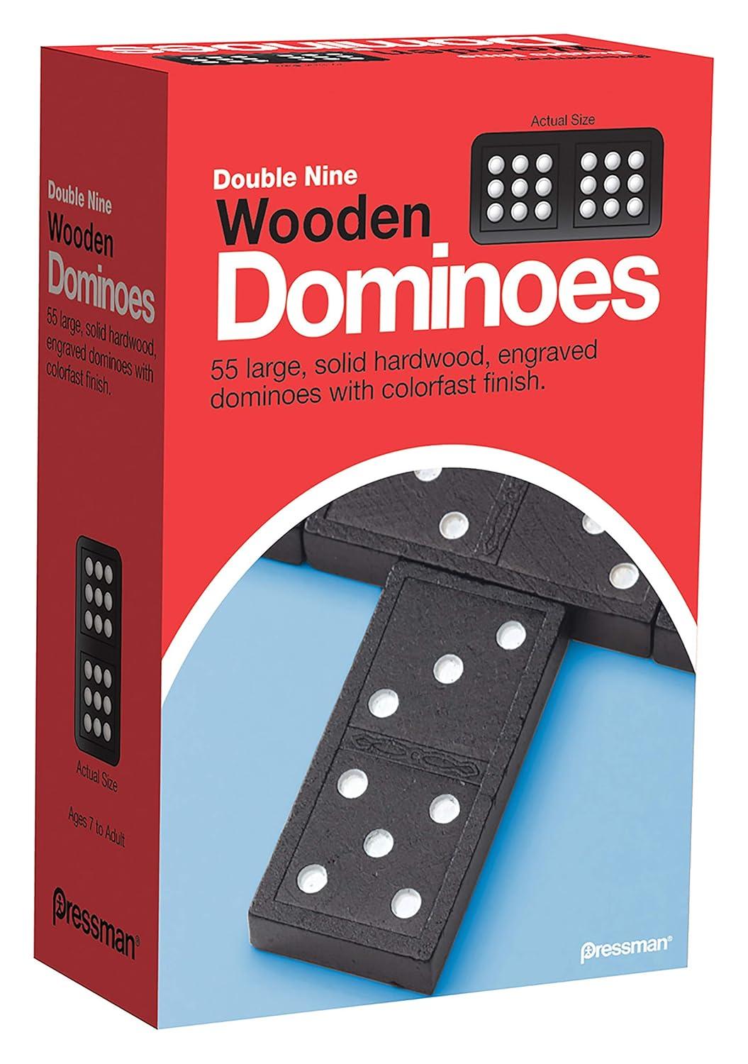 Double Nine Multicolored Wooden Dominoes Set for Kids