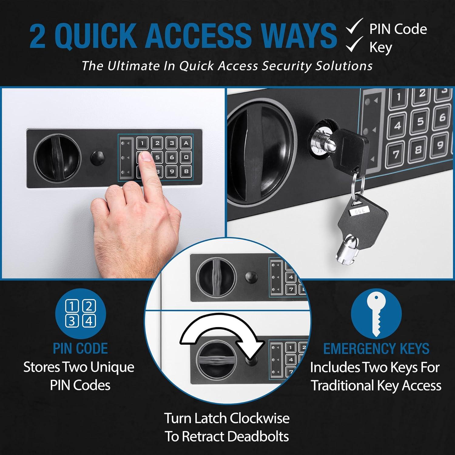 BARSKA 180 Key Dual Lock Deadbolt Cabinet Digital Wall Safe AX13350