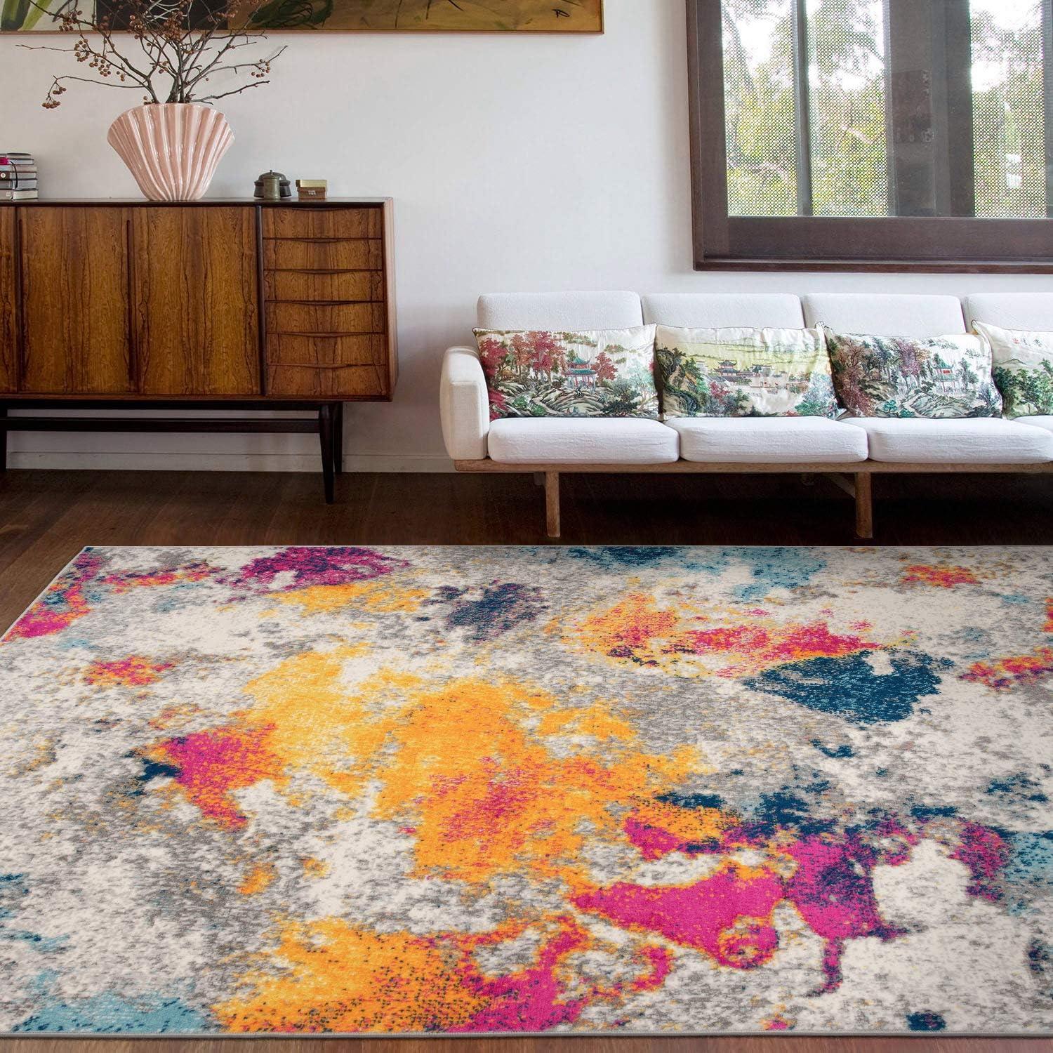 World Rug Gallery Abstract Contemporary Multi 6'6"x9' Area Rug