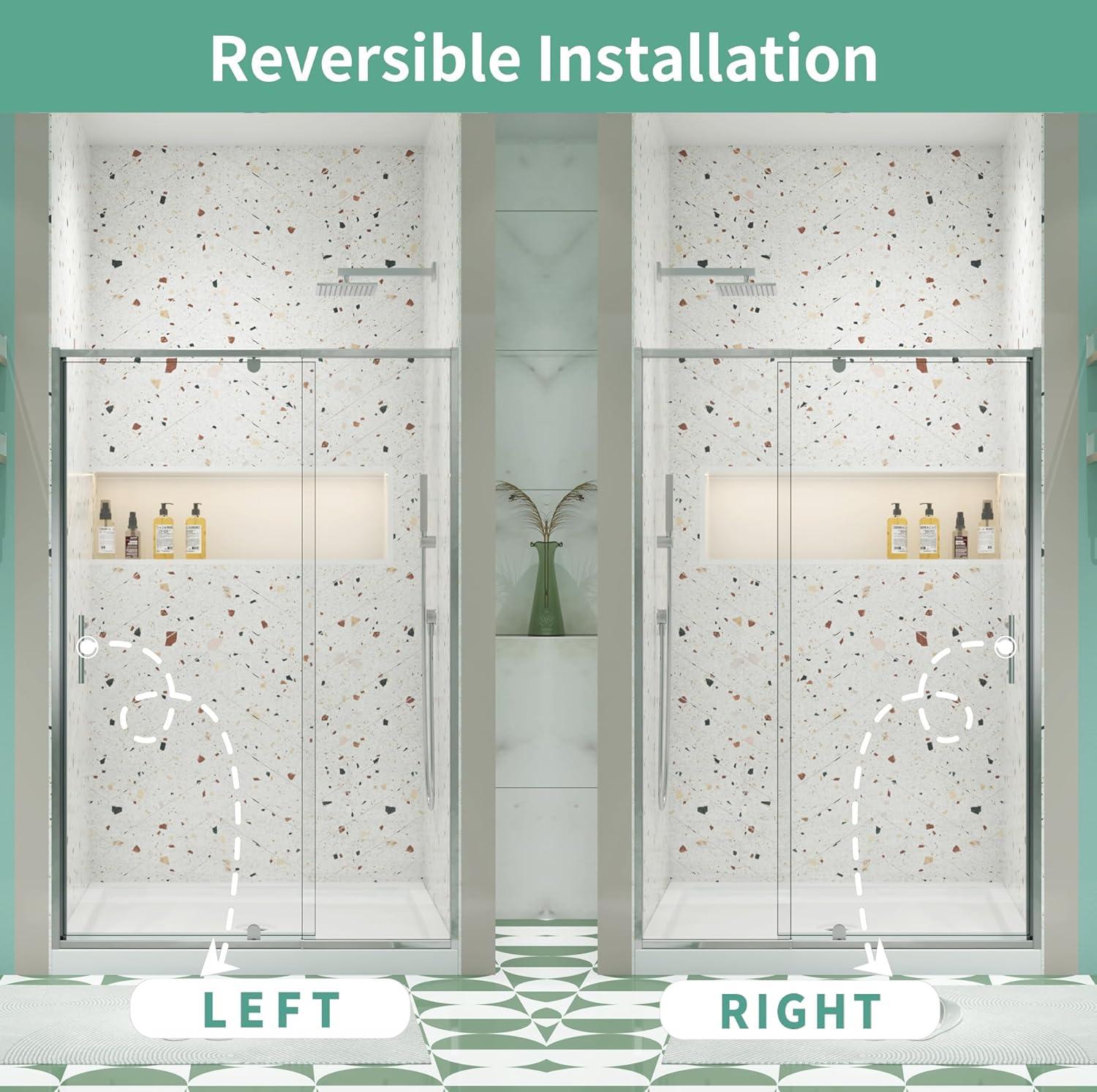 RAY'S RUGS & FLOORING LLC 12RRFR142461LTS 38-42" W x 71" H Pivot Frame Sliding Shower Door with 6mm Tempered Glass