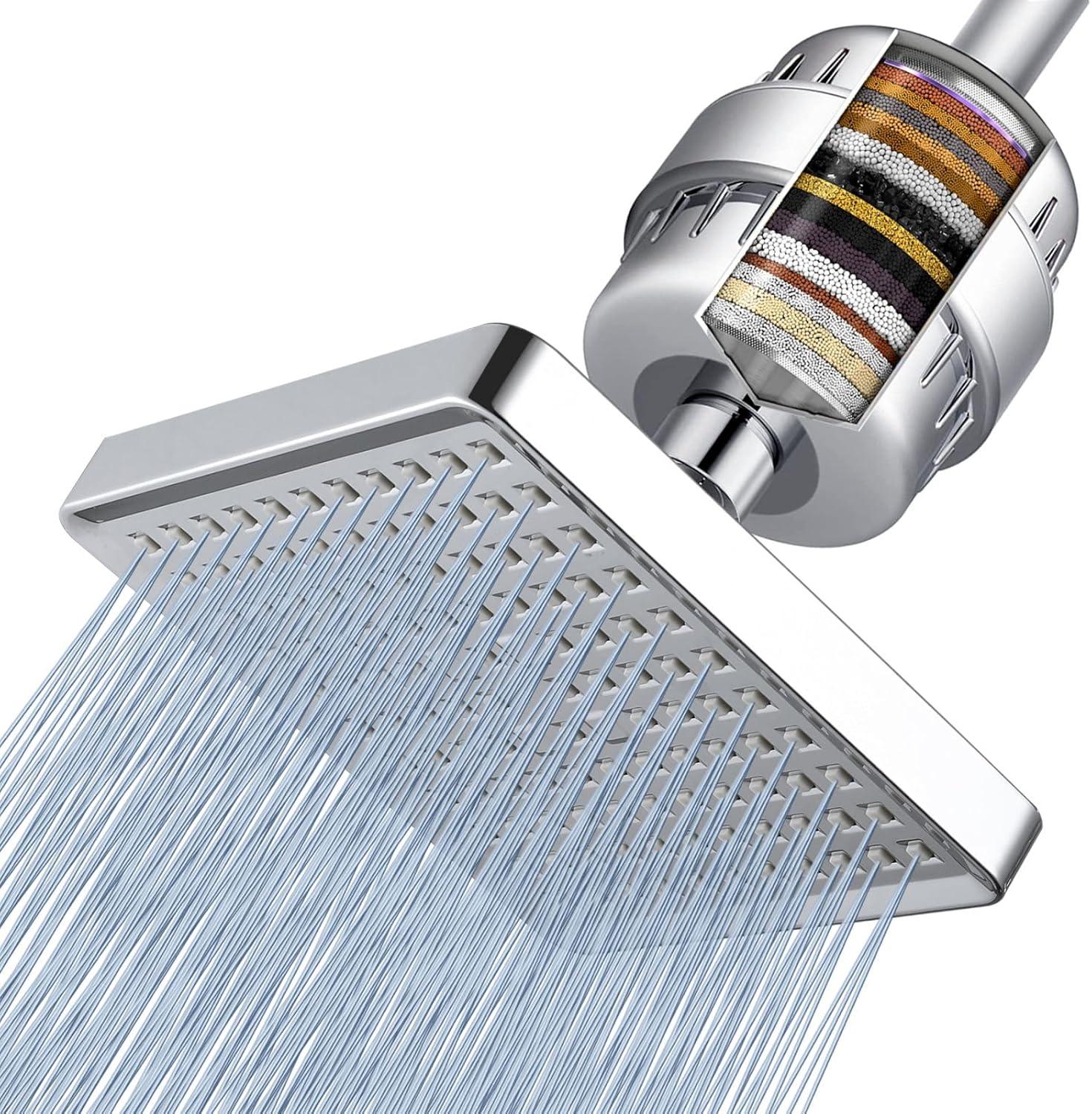 8-Inch Chrome Stainless Steel Rain Shower Head with Filter