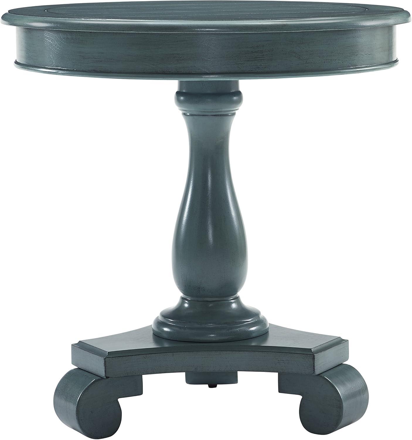 Roundhill Furniture Rene Round Wood Pedestal Side Table, White