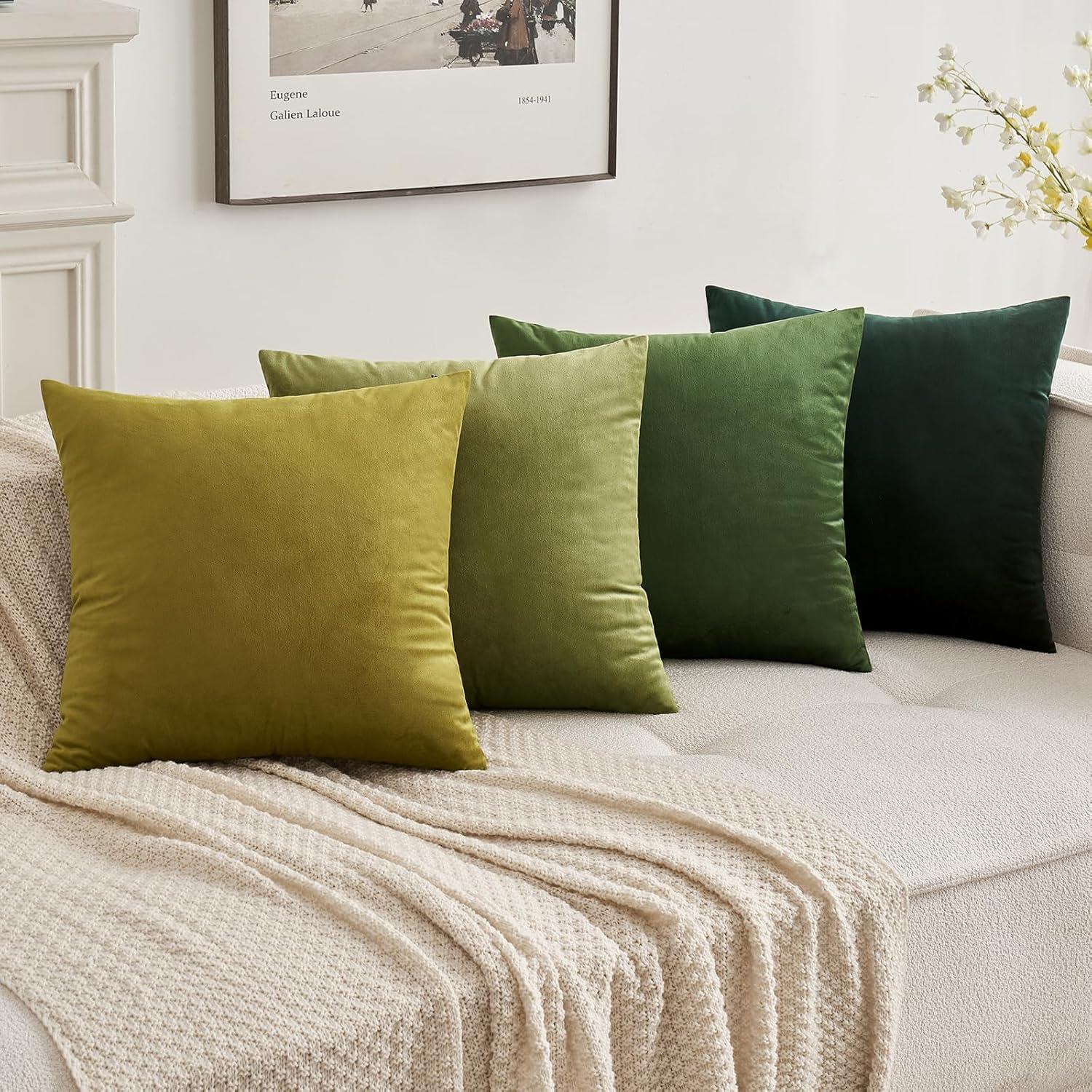 MIULEE Pack of 2 Velvet Soft Solid Decorative Square Throw Pillow Covers Set Fall Cushion Cases for Sofa Bedroom Couch 18 x 18 Inch Golden