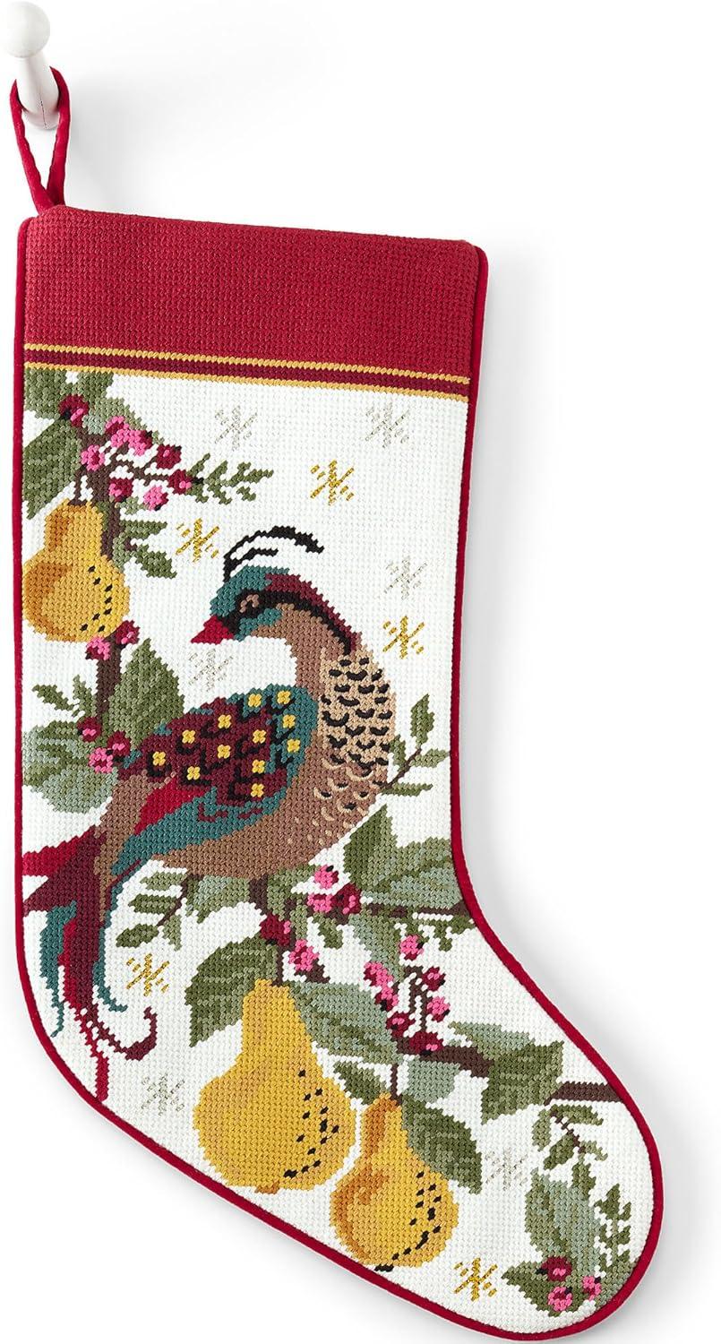 Lands' End Needlepoint  Christmas Stocking