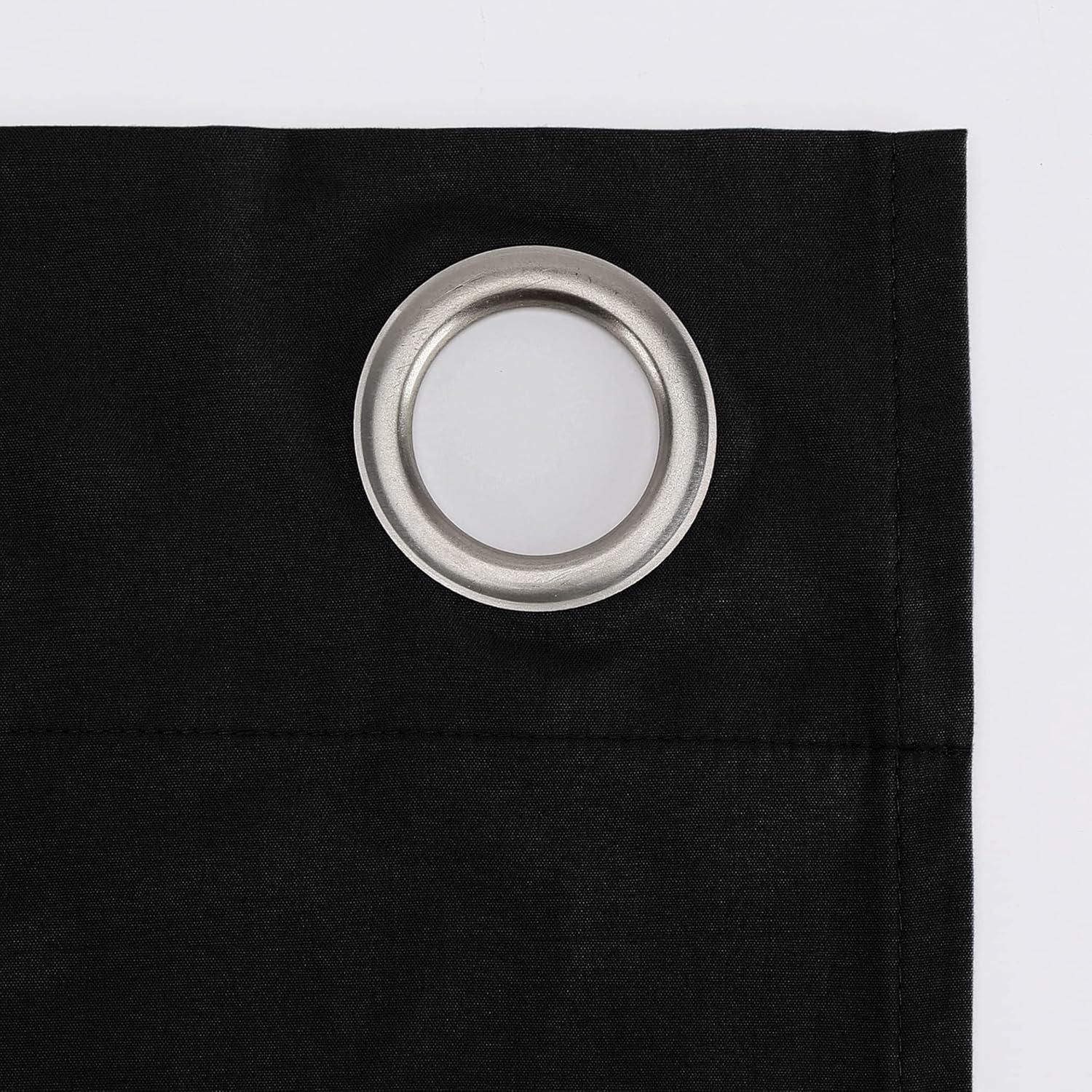 Black Thermal Blackout Grommet Curtain Panel