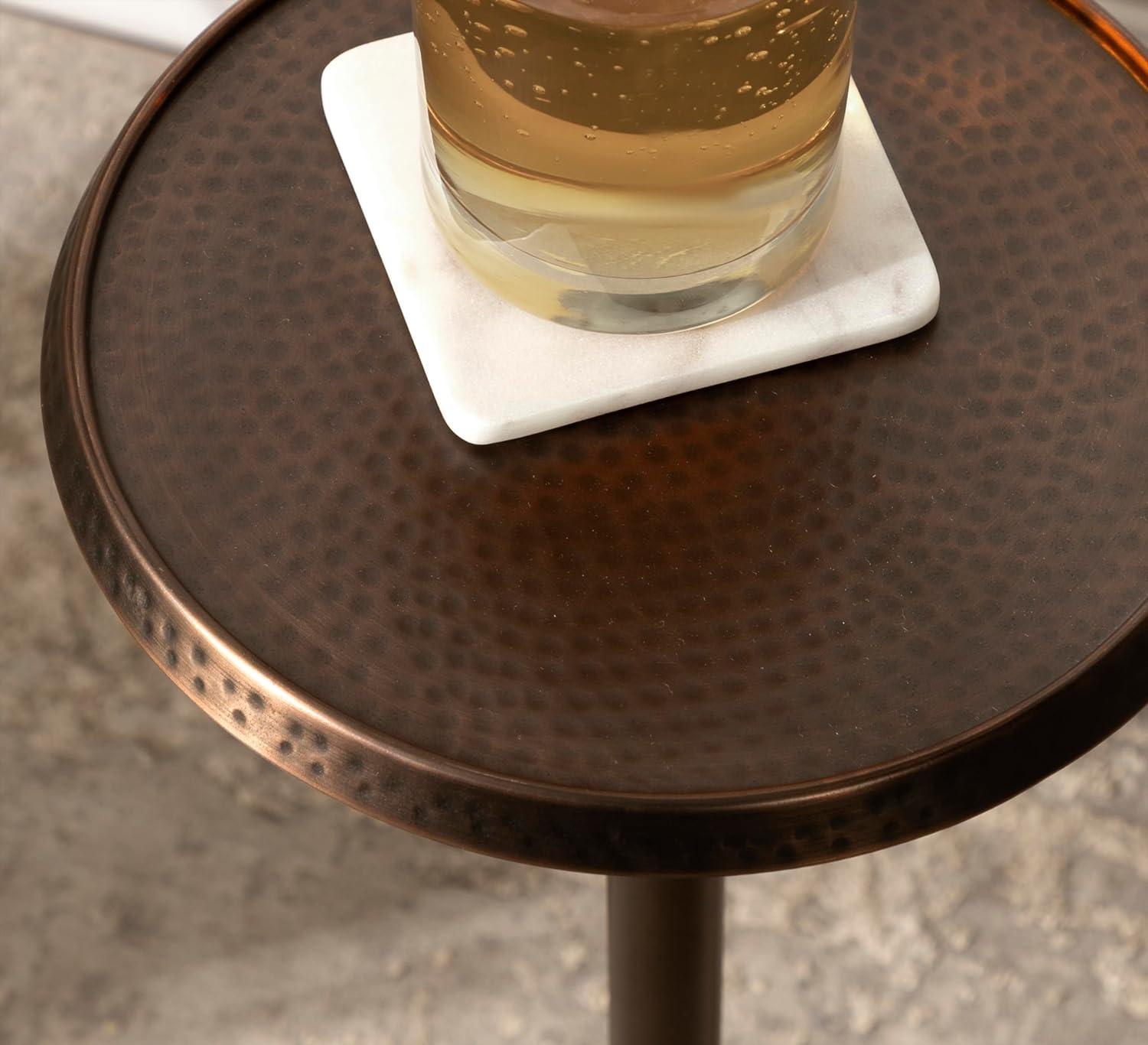 Kate and Laurel Sanzo Round Metal Drink Table, 9x9x23, Bronze