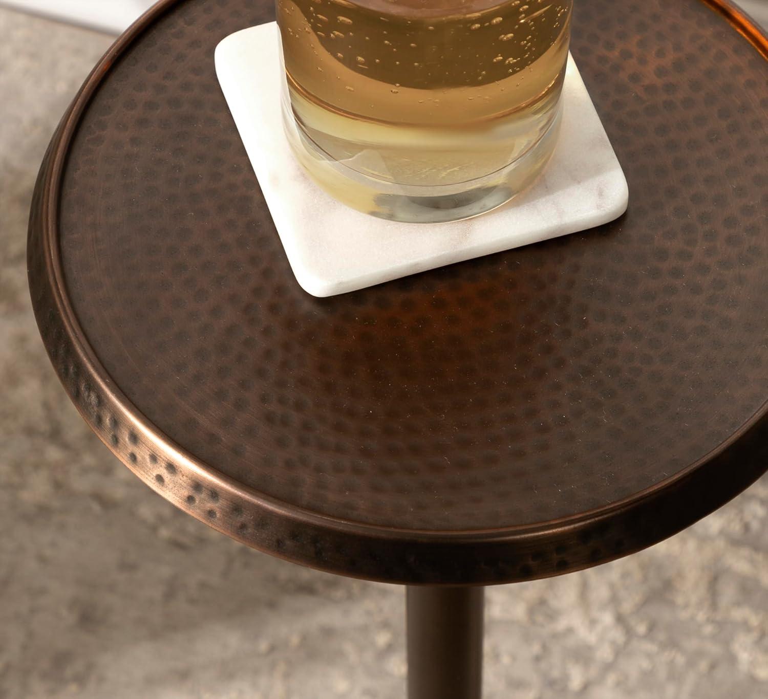 Kate and Laurel Sanzo Round Metal Drink Table, 9x9x23, Bronze