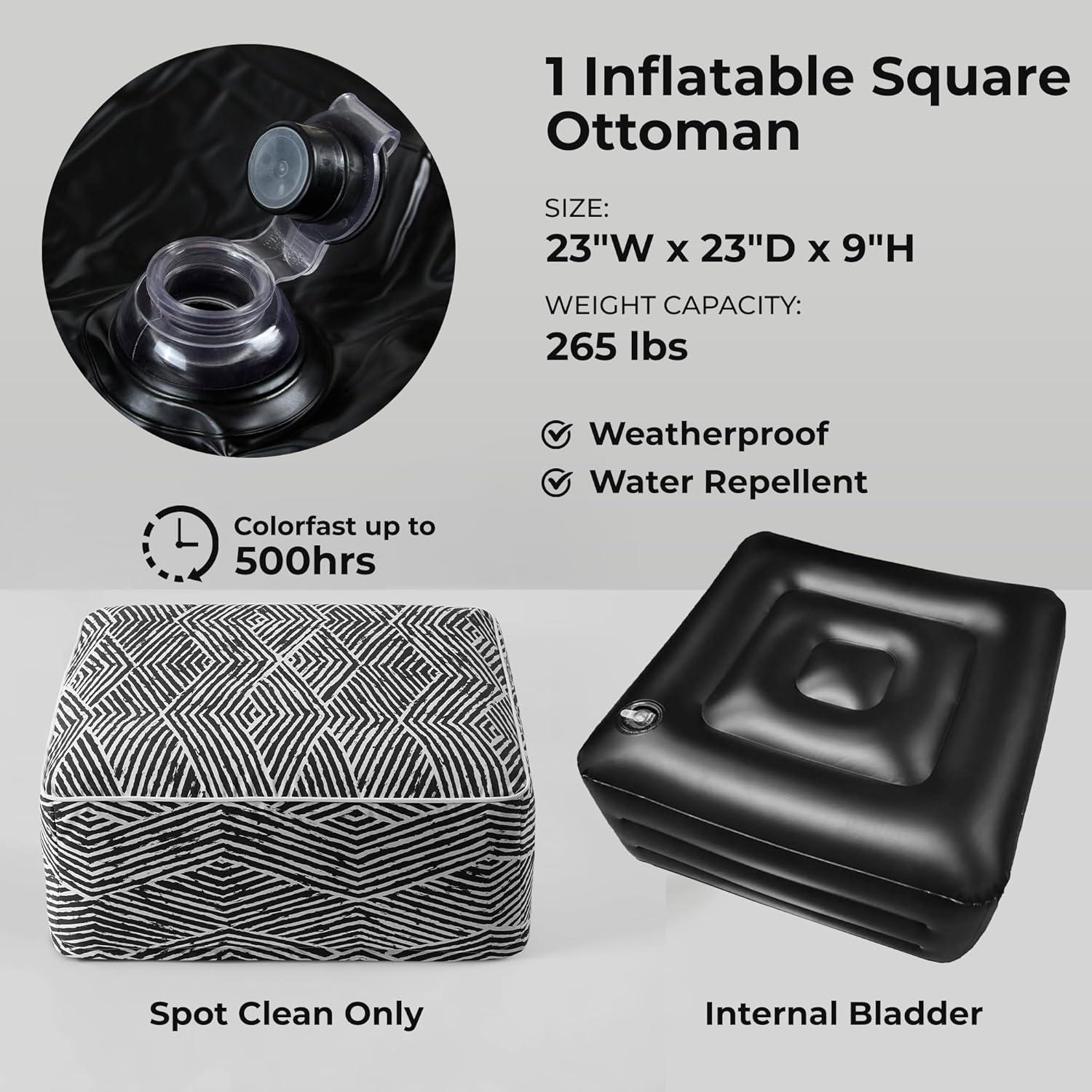 Costa Portable Water Repellent Inflatable Round/Cube Ottoman