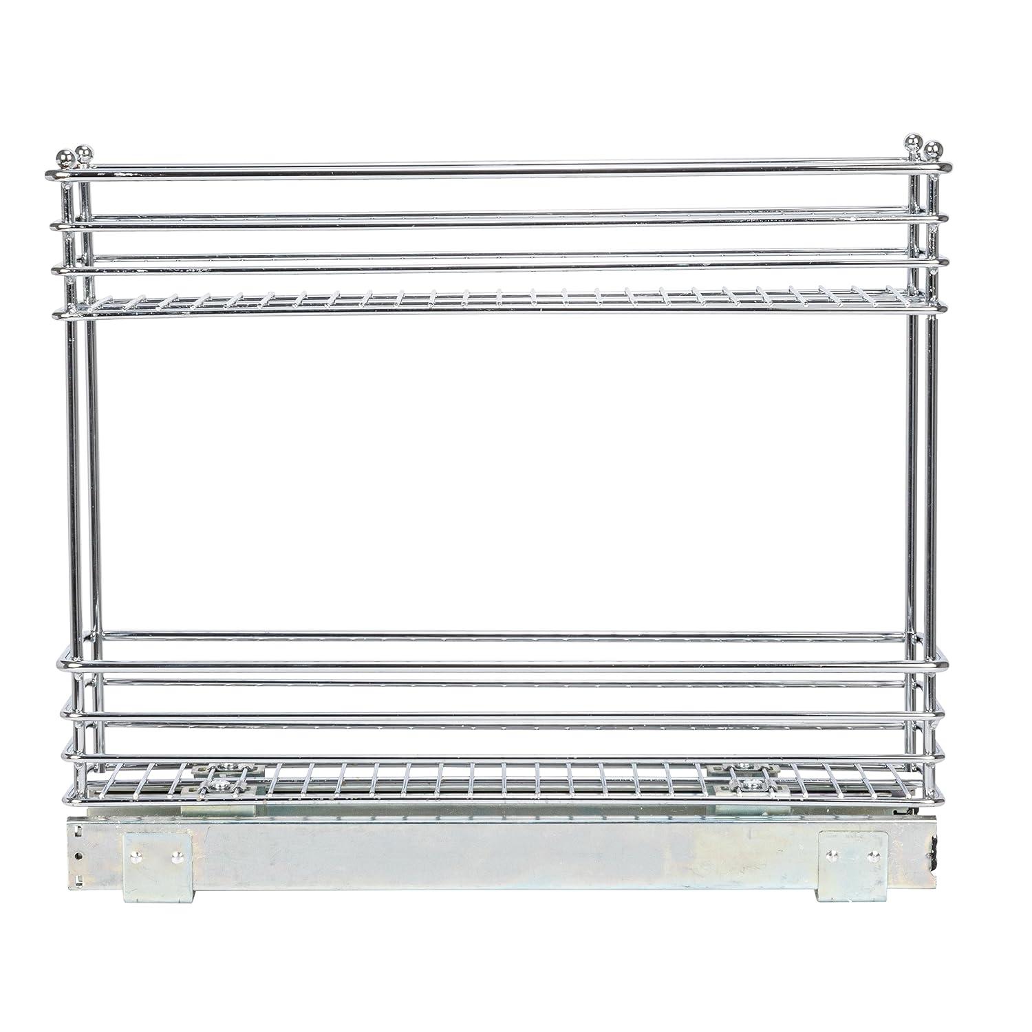 Glidez Multipurpose Chrome-Plated Steel Pull-Out/Slide-Out Storage Organizer for Under Cabinet Use - 2-Tier Design - Chrome