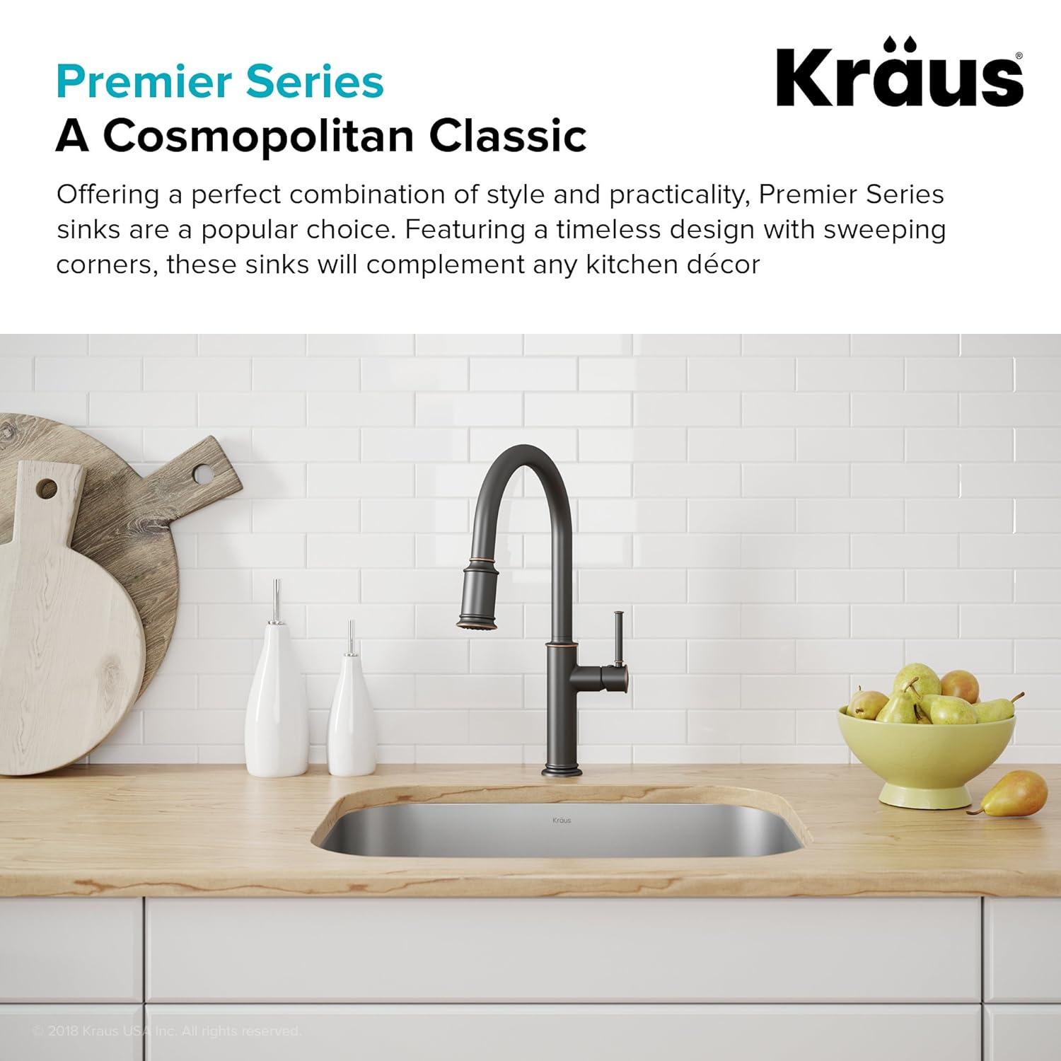 KRAUS Premier Undermount Single Bowl 18-Gauge Stainless Steel Kitchen Sink