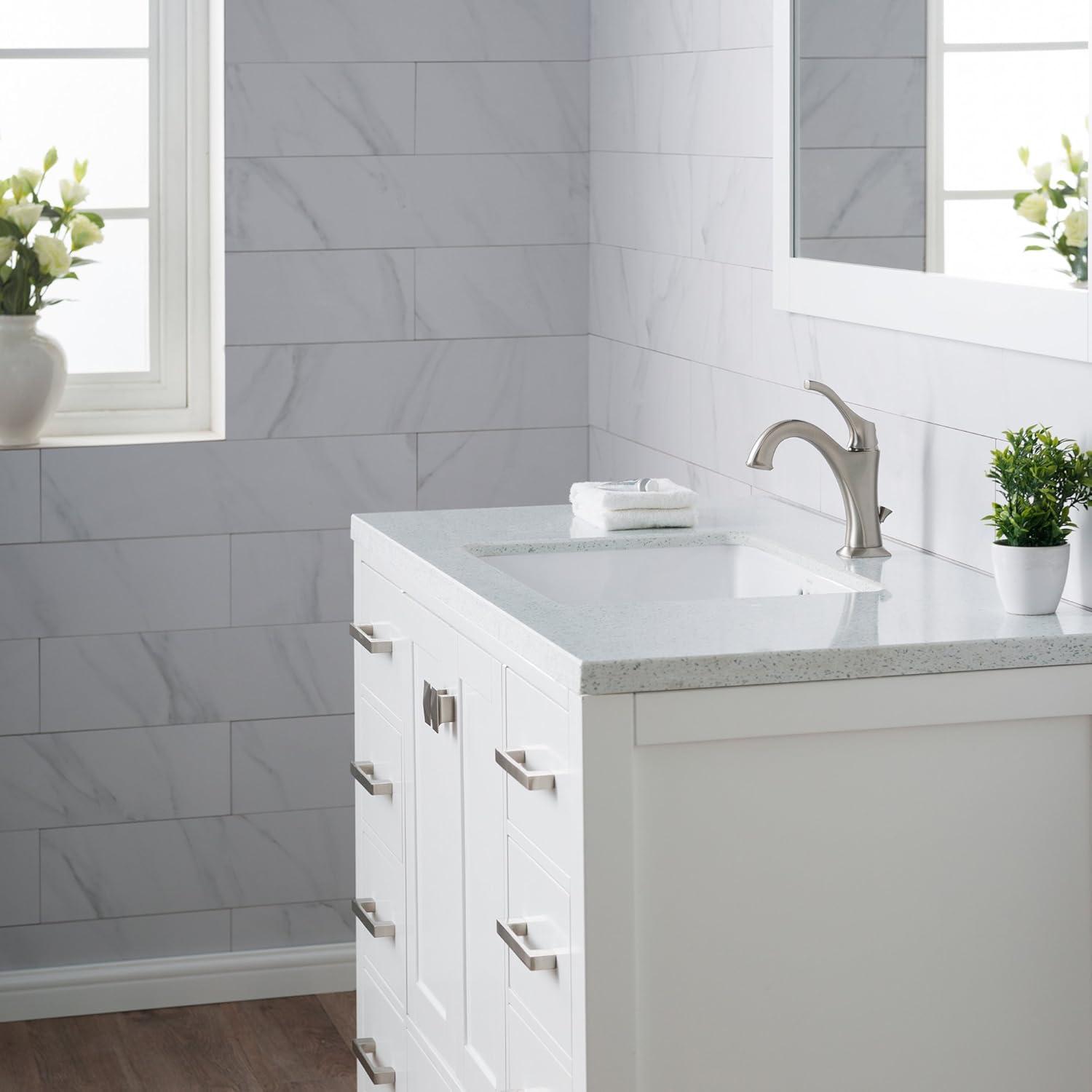 Elavo White Ceramic Rectangular Undermount Bathroom Sink