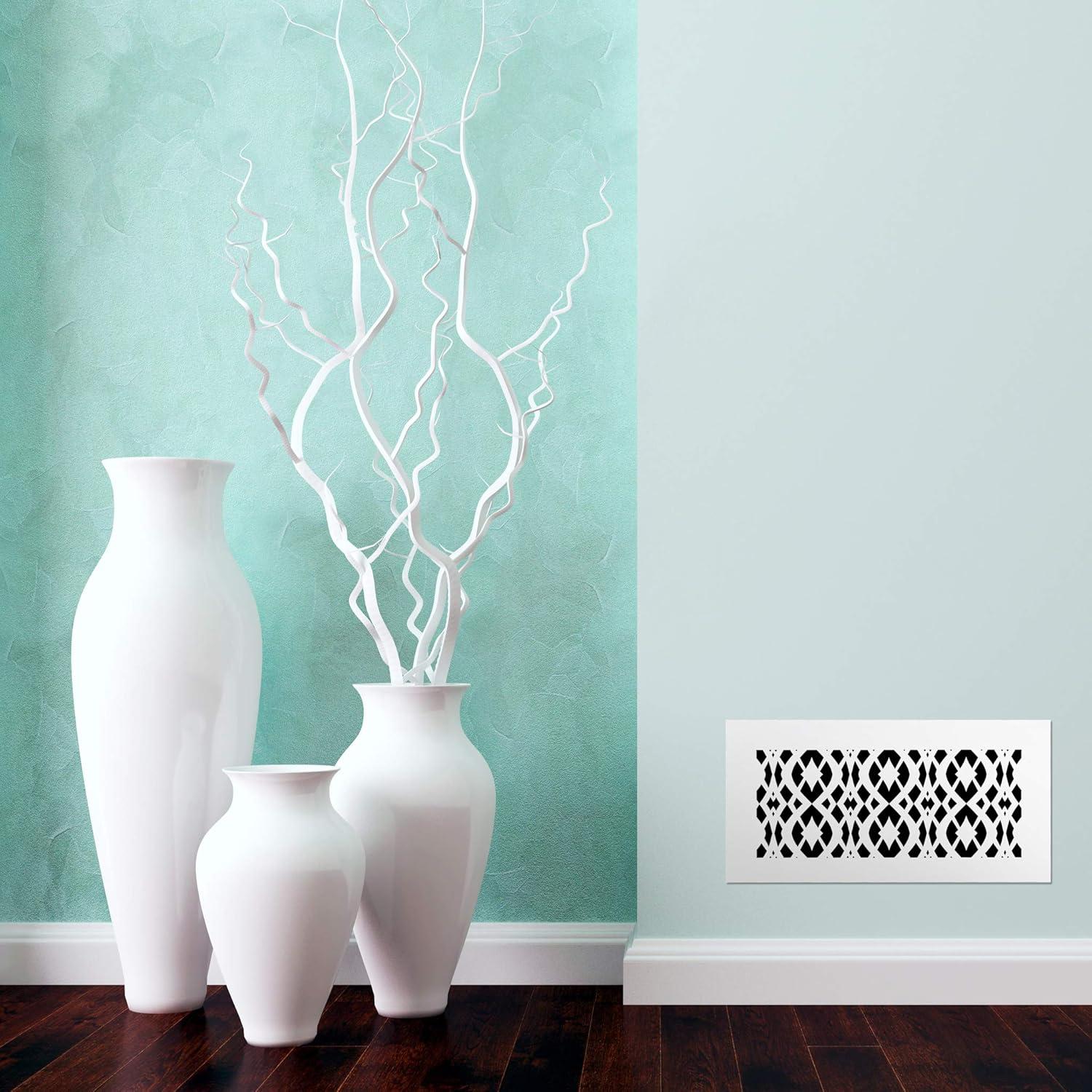 SABA Home Decor Air Vent Cover Grille - Acrylic Fiberglass 6" x 8" Duct Opening (8" x 10" Overall) White Finish Decorative Register Covers for Walls and Ceilings, Charlotte (6" x 8", White)