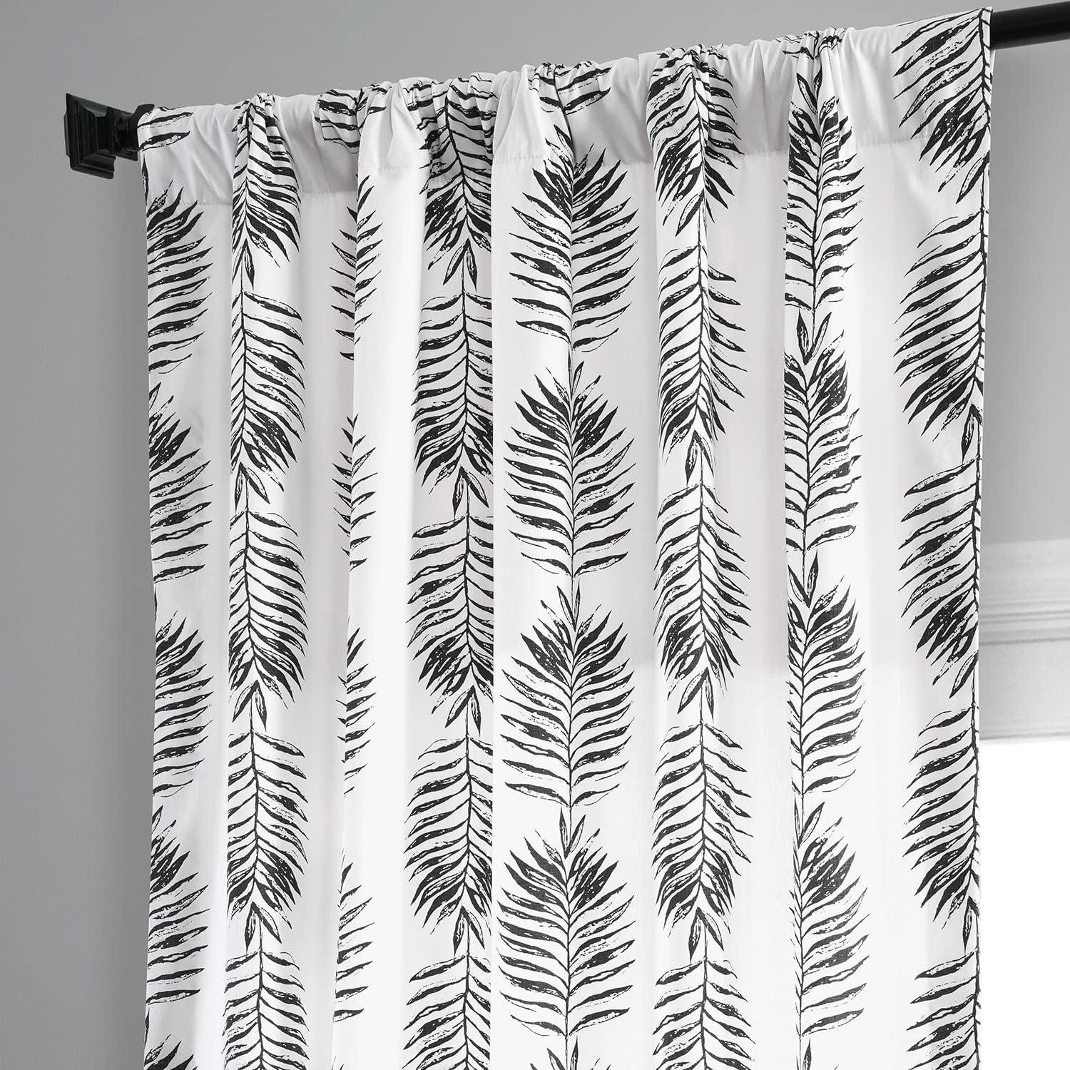 Sago Black Ink Printed Cotton Curtain (1 Panel), Sago Black Ink, 50W X 84L