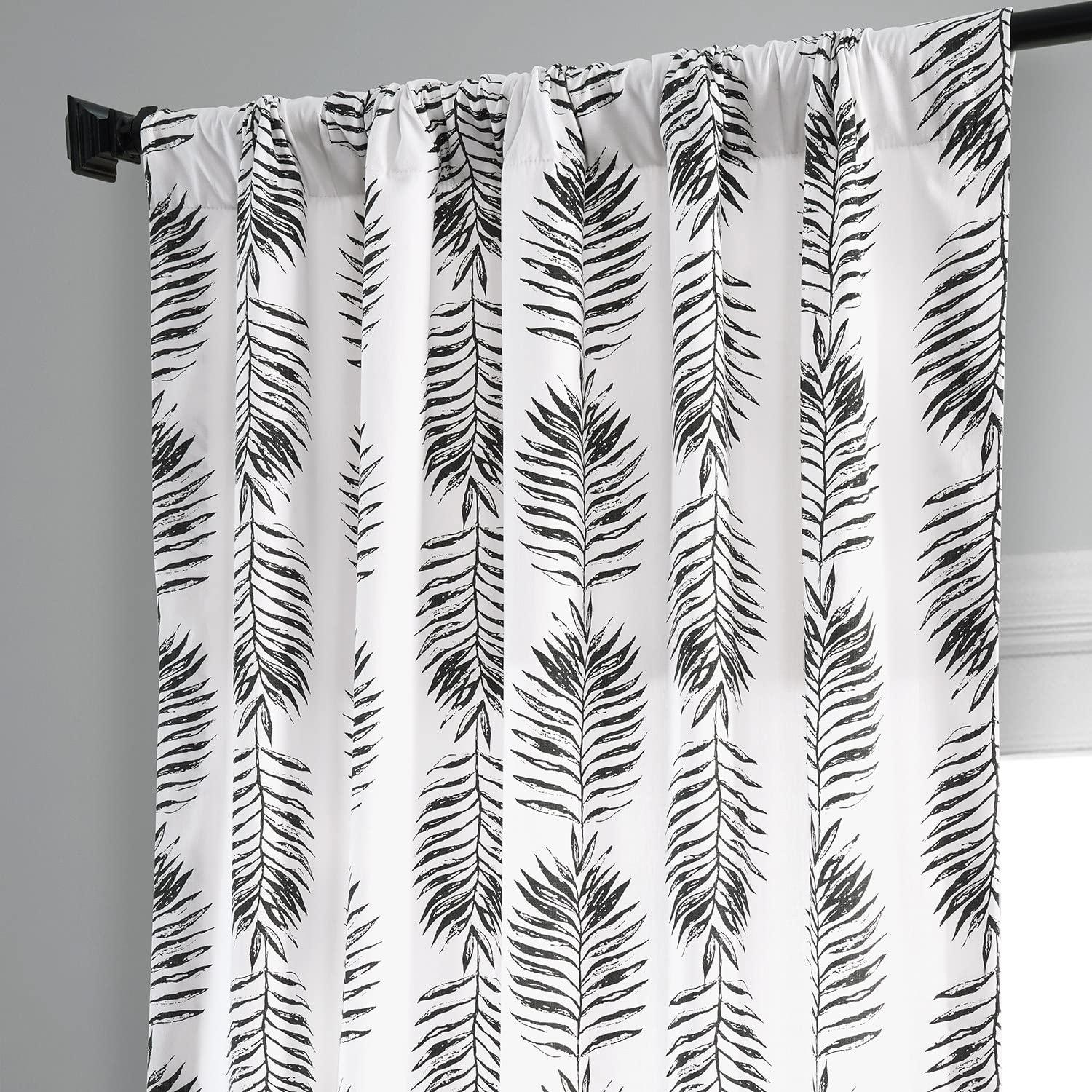 Sago Black Ink Printed Cotton Curtain (1 Panel), Sago Black Ink, 50W X 84L